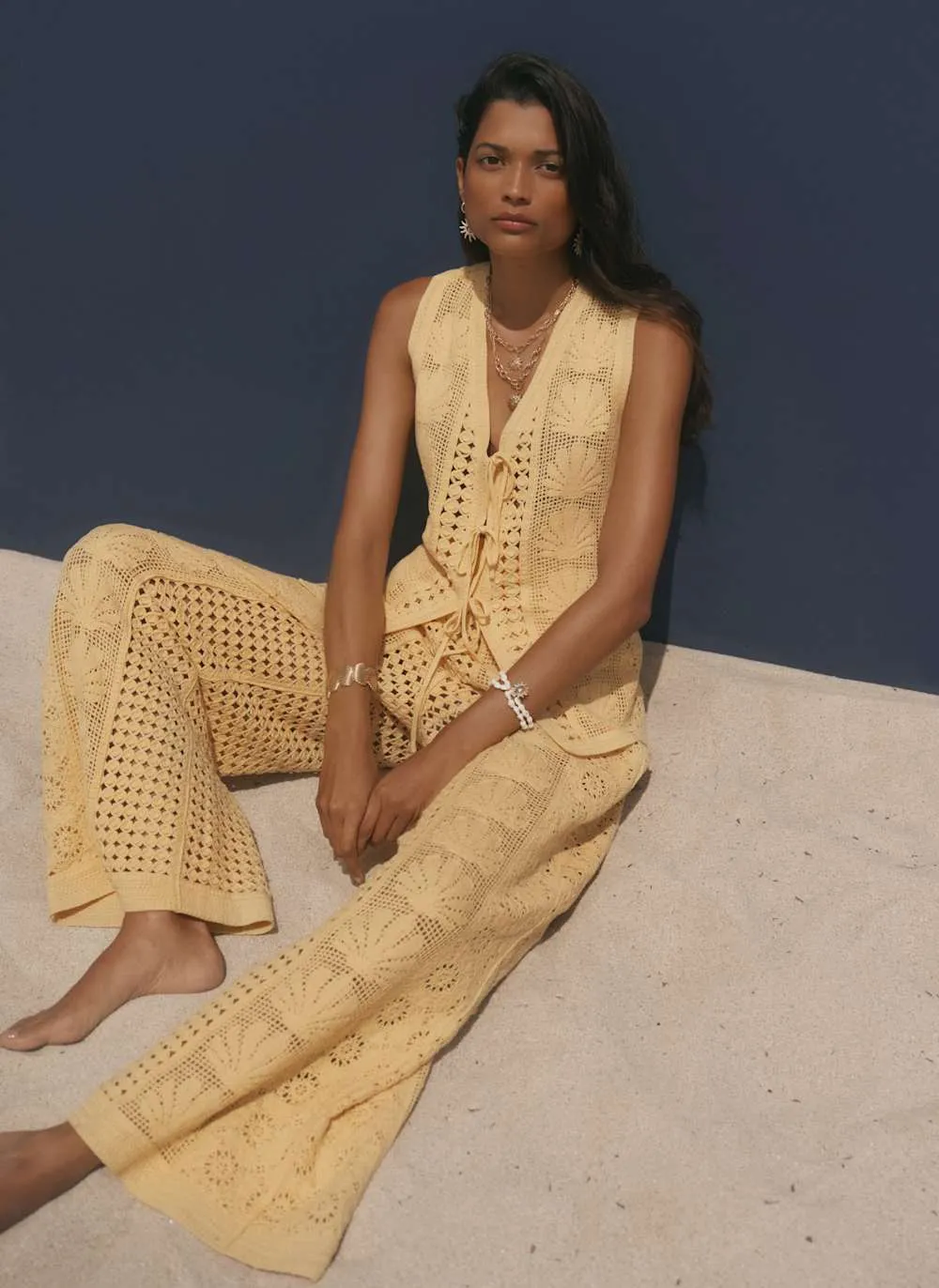 Yellow Crochet Shell Trousers sold by Mint Velvet product image thumbnail 2