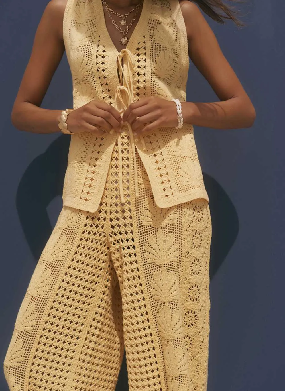 Yellow Crochet Shell Trousers sold by Mint Velvet product image thumbnail 3