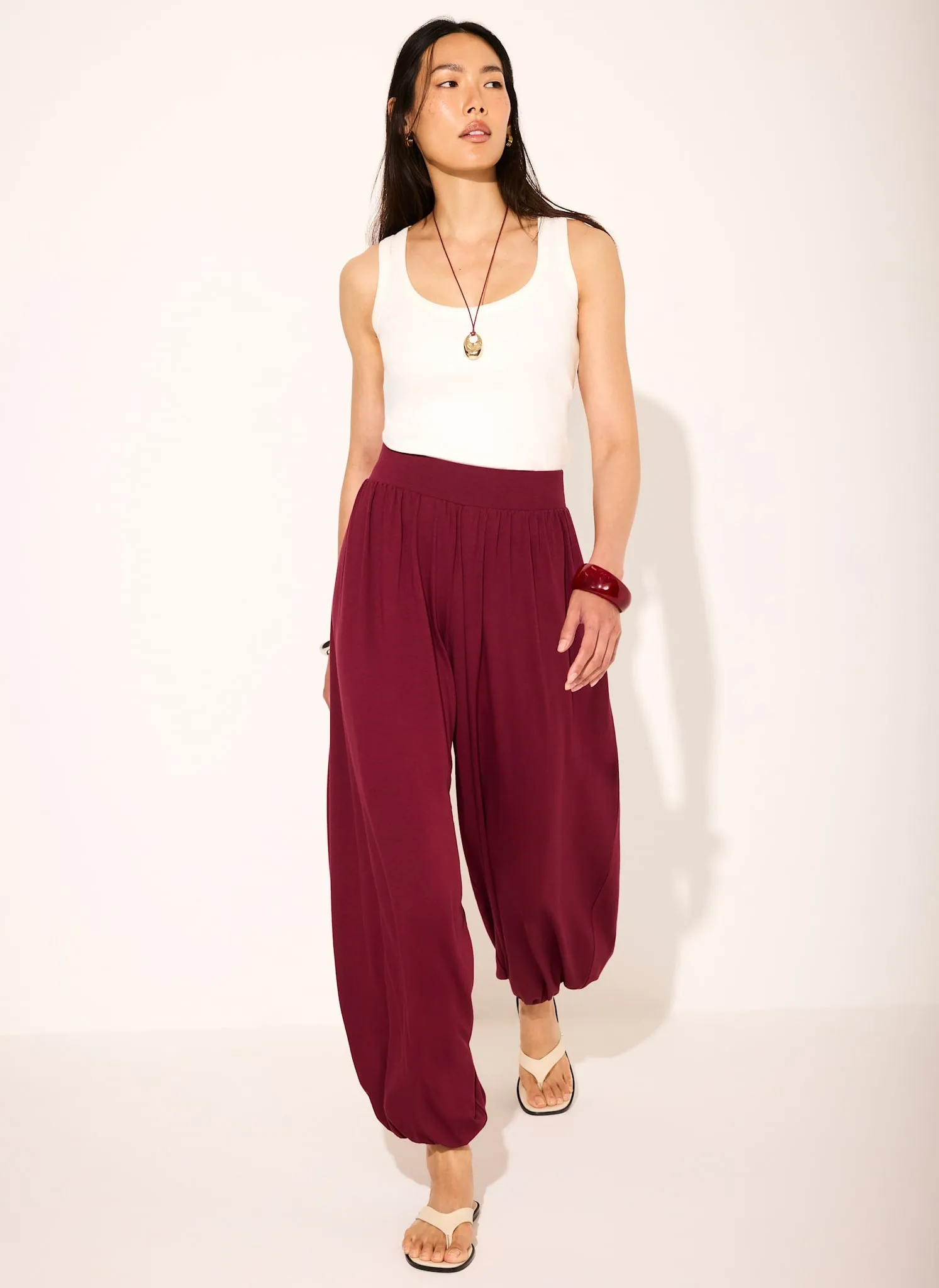 Red Jersey Balloon Trousers sold by Mint Velvet