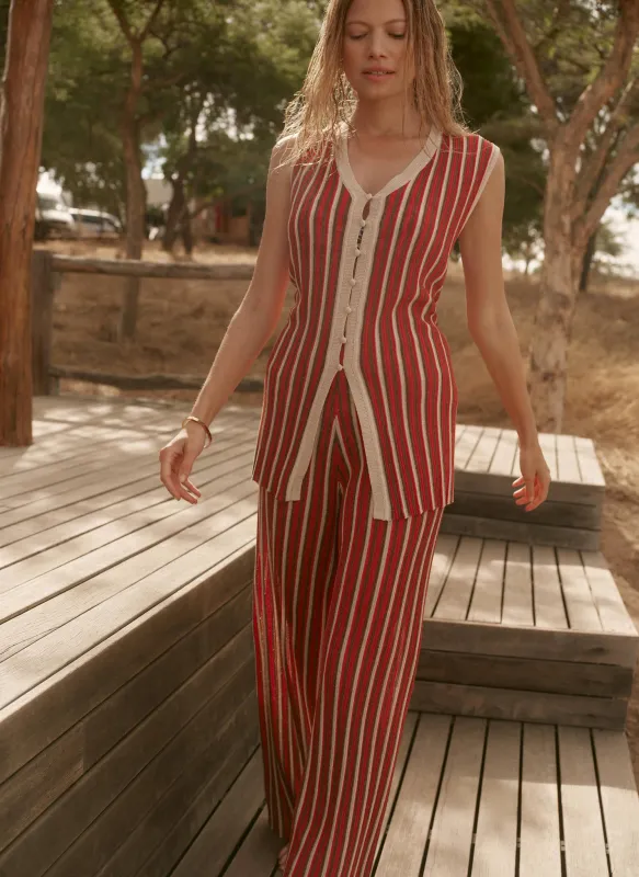 Red Striped Knit Trousers made by Mint Velvet