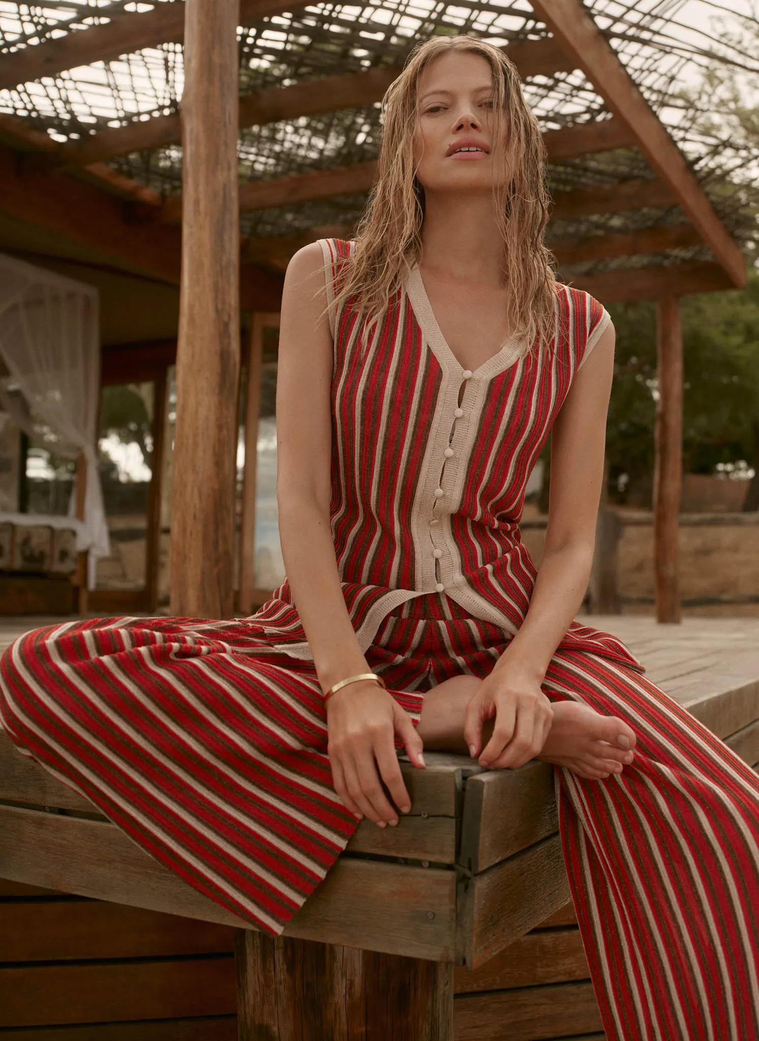 Red Striped Knit Trousers sold by Mint Velvet product image thumbnail 3