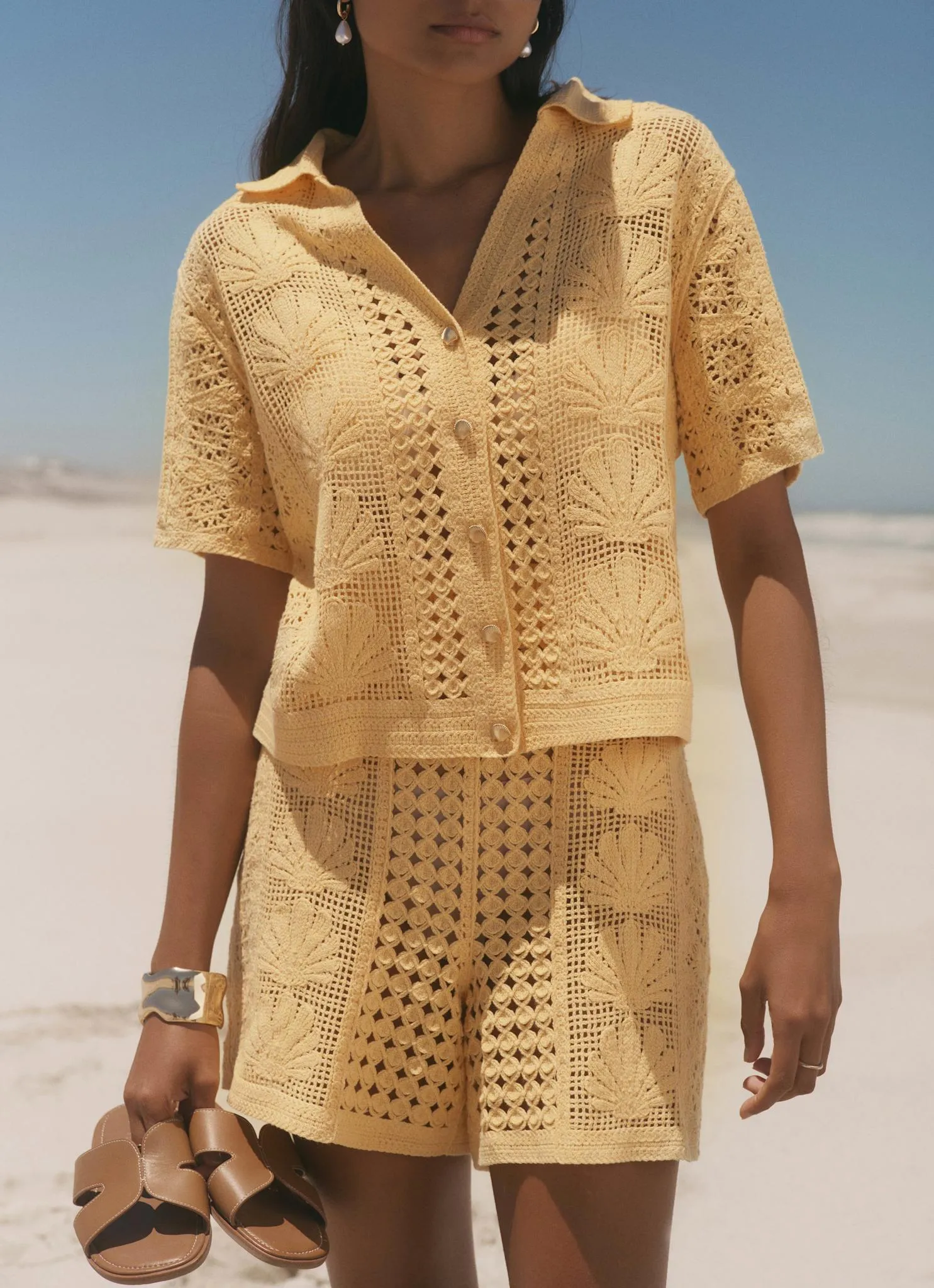 Yellow Crochet Shell Shirt sold by Mint Velvet product image thumbnail 3
