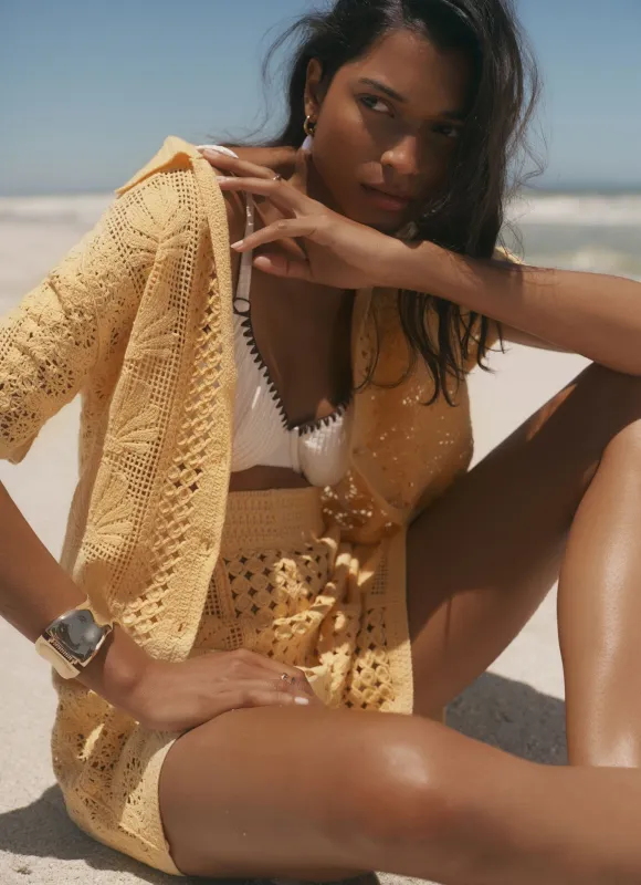 Yellow Crochet Shell Shirt made by Mint Velvet