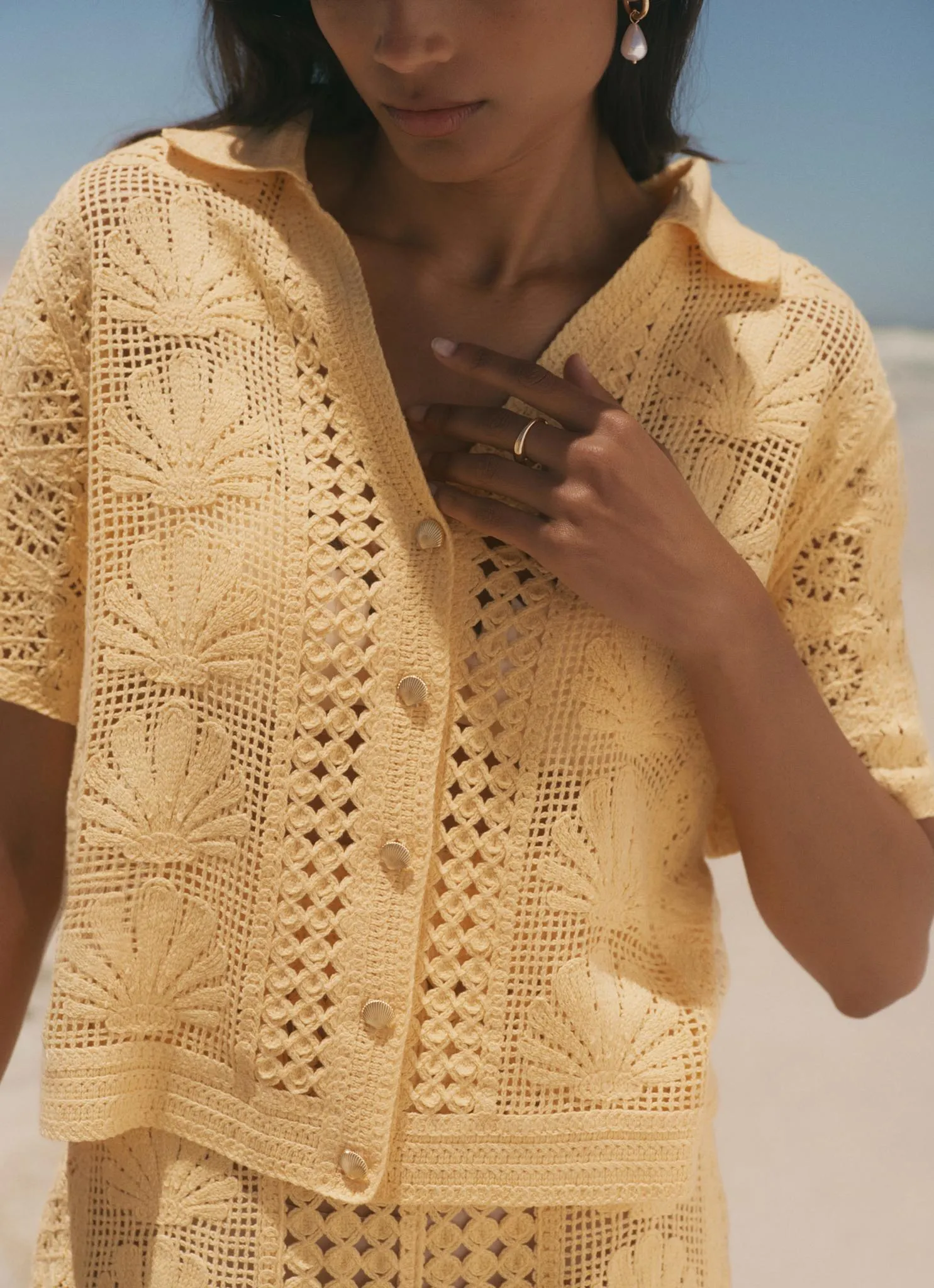 Yellow Crochet Shell Shirt sold by Mint Velvet product image thumbnail 5