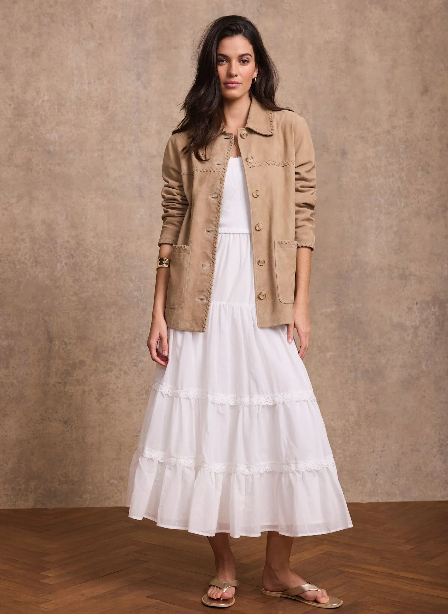 Neutral Suede Stitch Shacket sold by Mint Velvet product image thumbnail 5