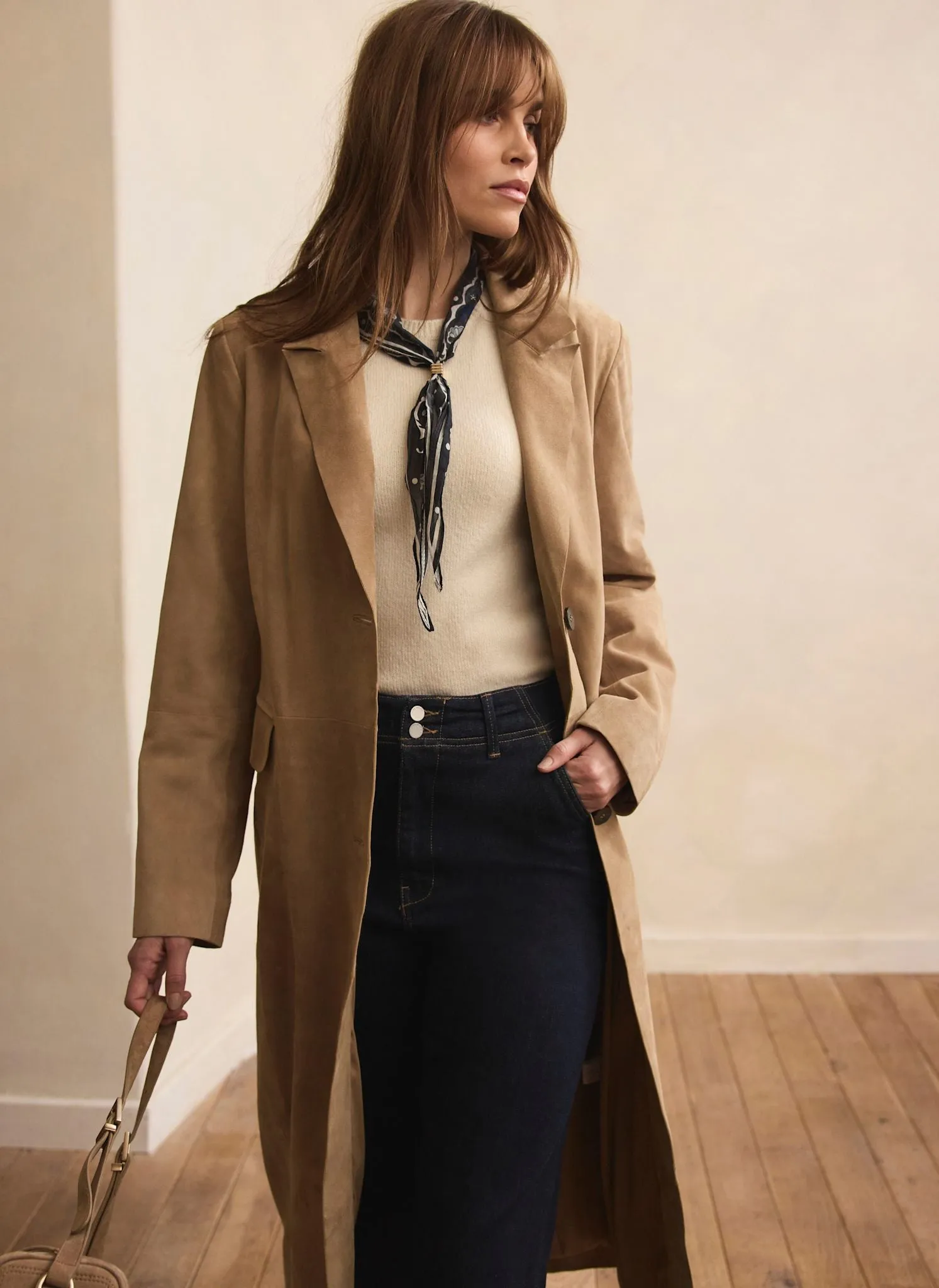 Neutral Suede Trench Coat sold by Mint Velvet product image thumbnail 5