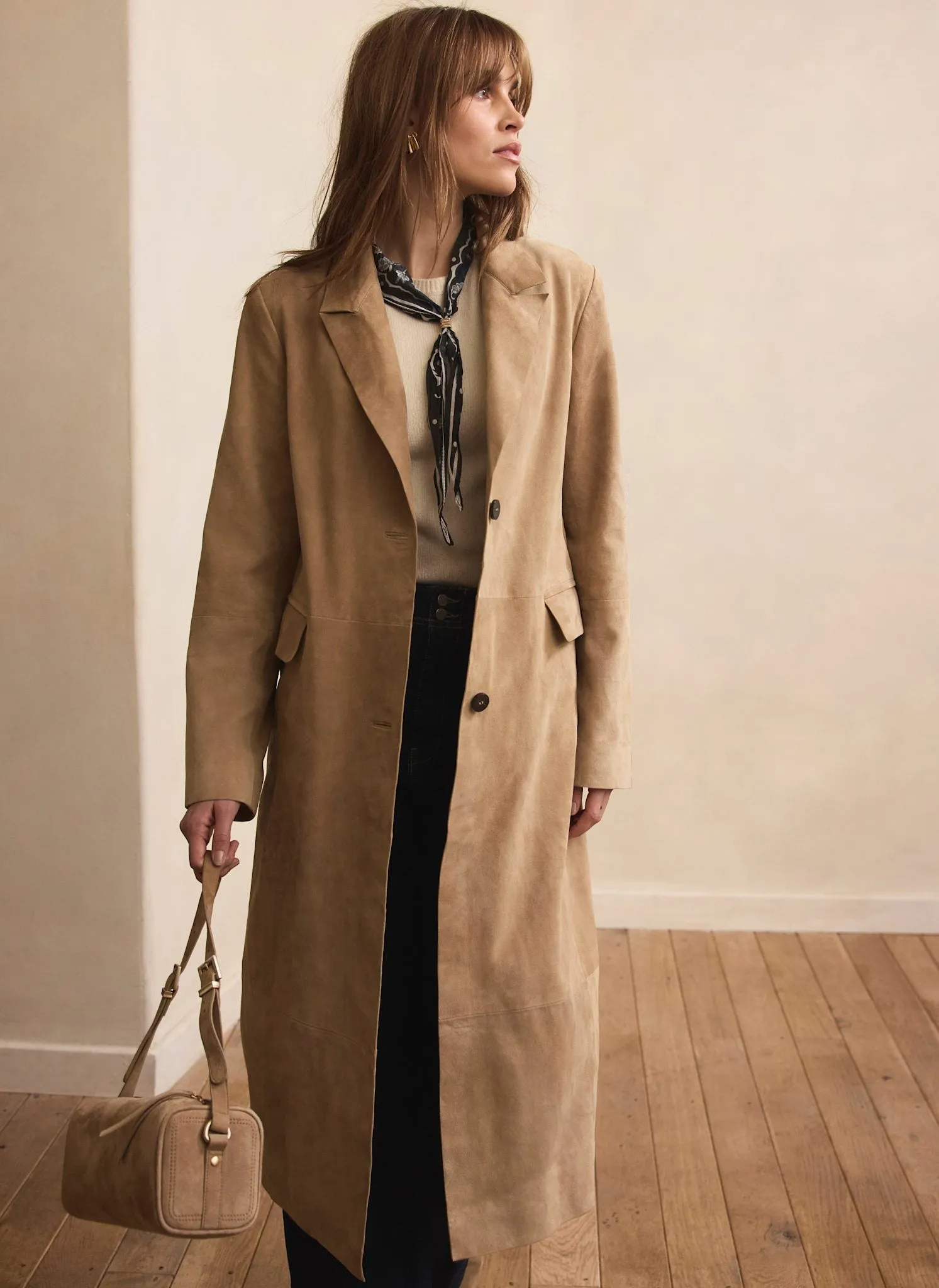 Neutral Suede Trench Coat sold by Mint Velvet product image thumbnail 2