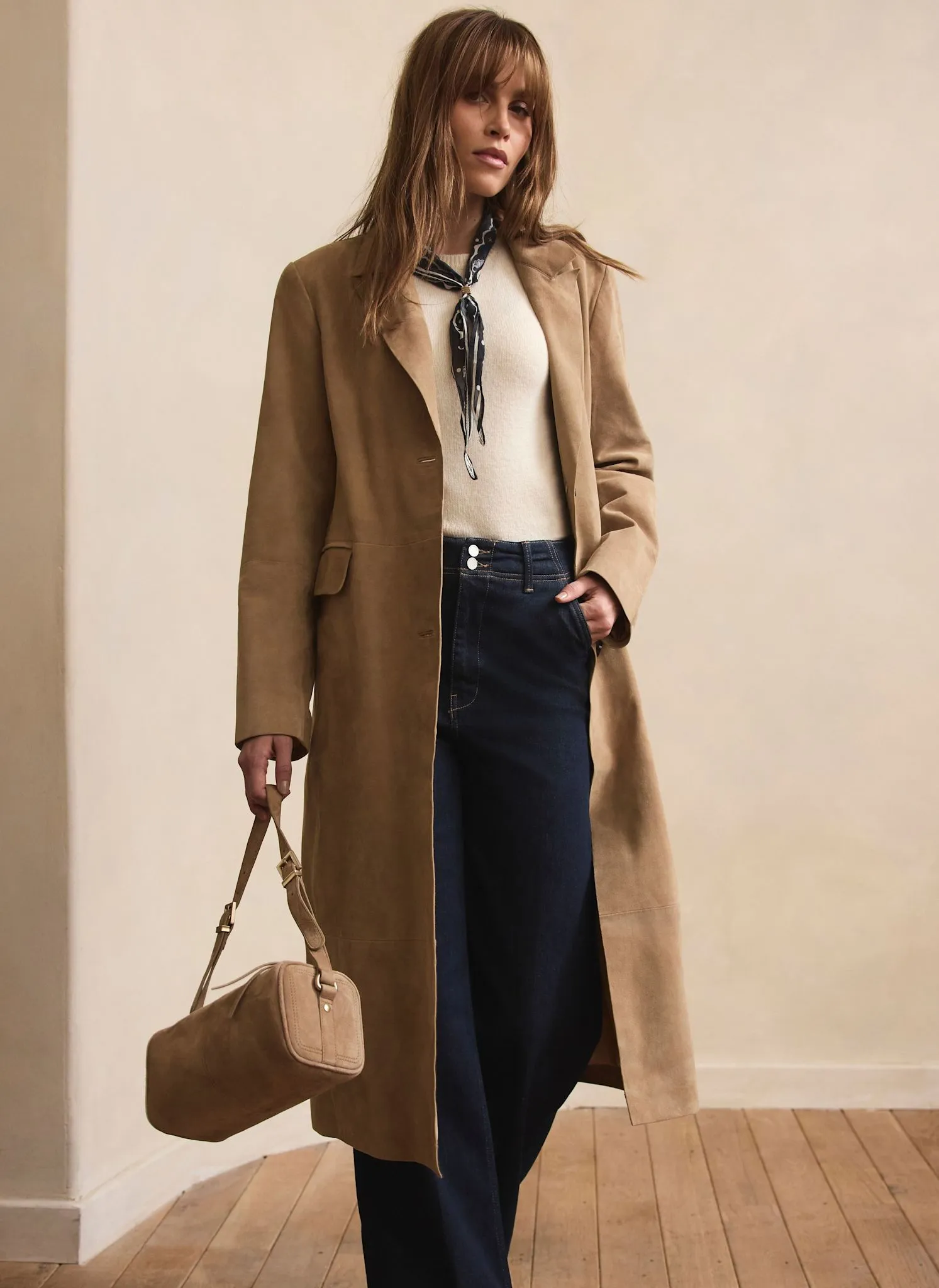 Neutral Suede Trench Coat sold by Mint Velvet product image thumbnail 4