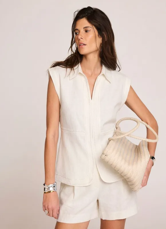 White Linen Sleeveless Shirt made by Mint Velvet