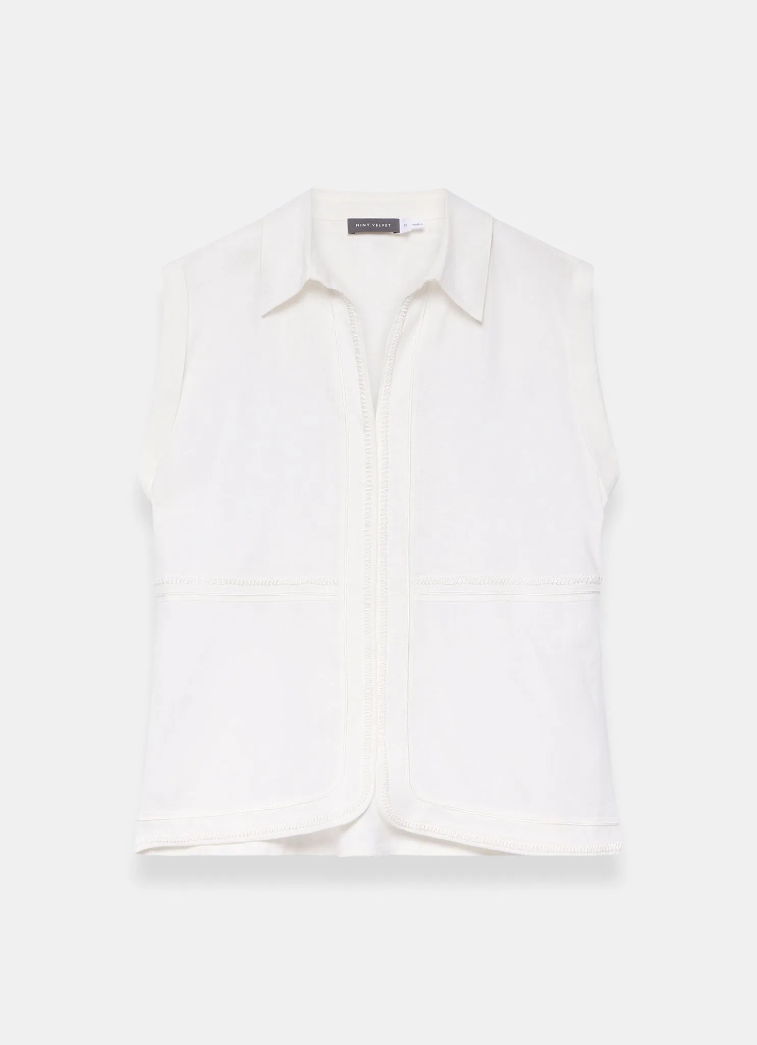 White Linen Sleeveless Shirt sold by Mint Velvet product image thumbnail 5