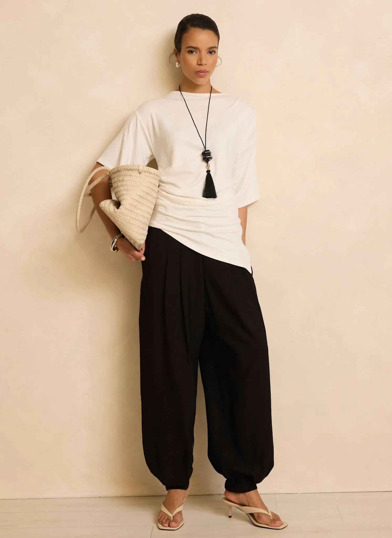 Cream Draped Asymmetric Top sold by Mint Velvet product image thumbnail 5