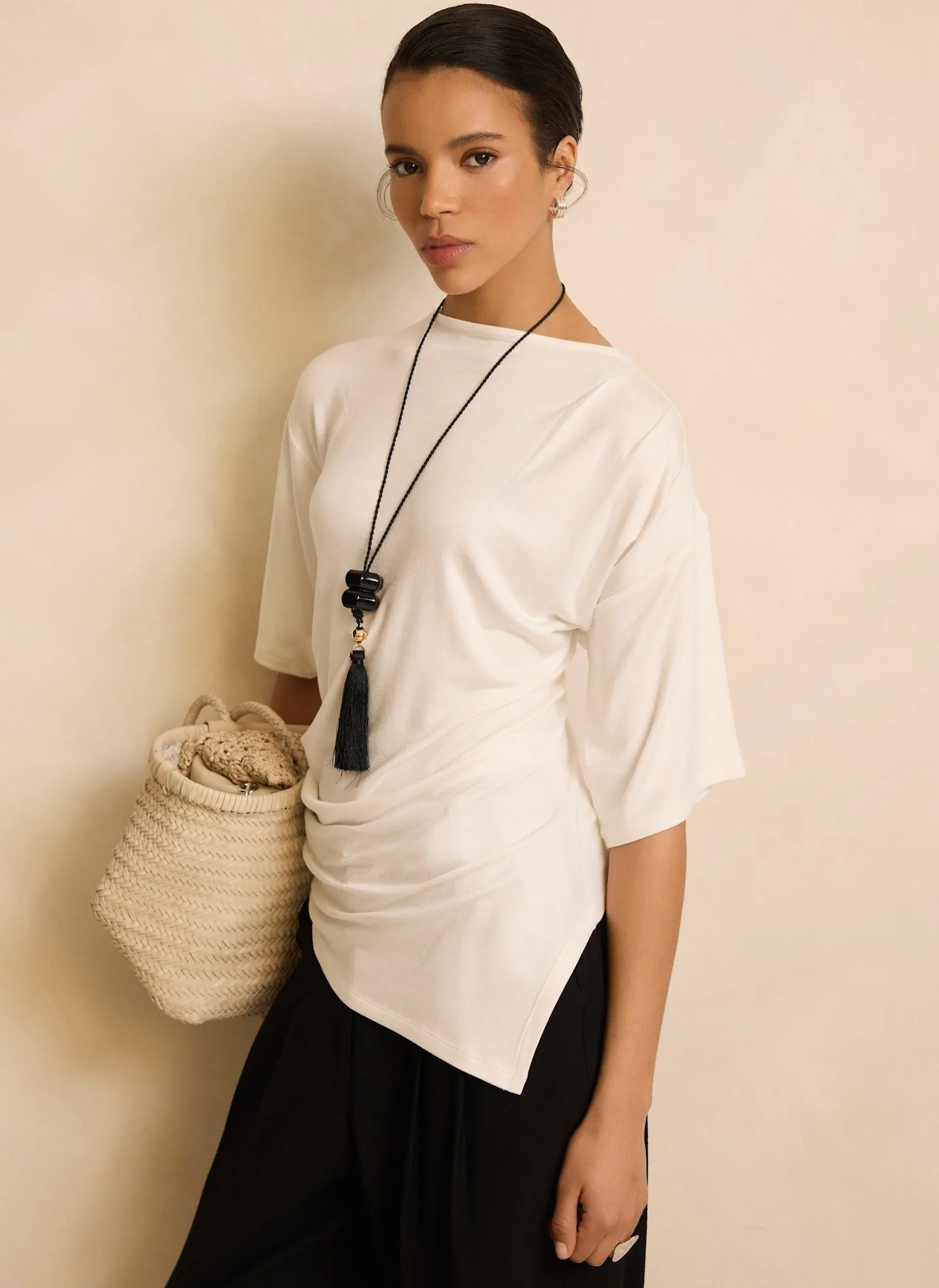 Cream Draped Asymmetric Top sold by Mint Velvet product image thumbnail 2