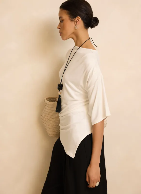 Cream Draped Asymmetric Top made by Mint Velvet