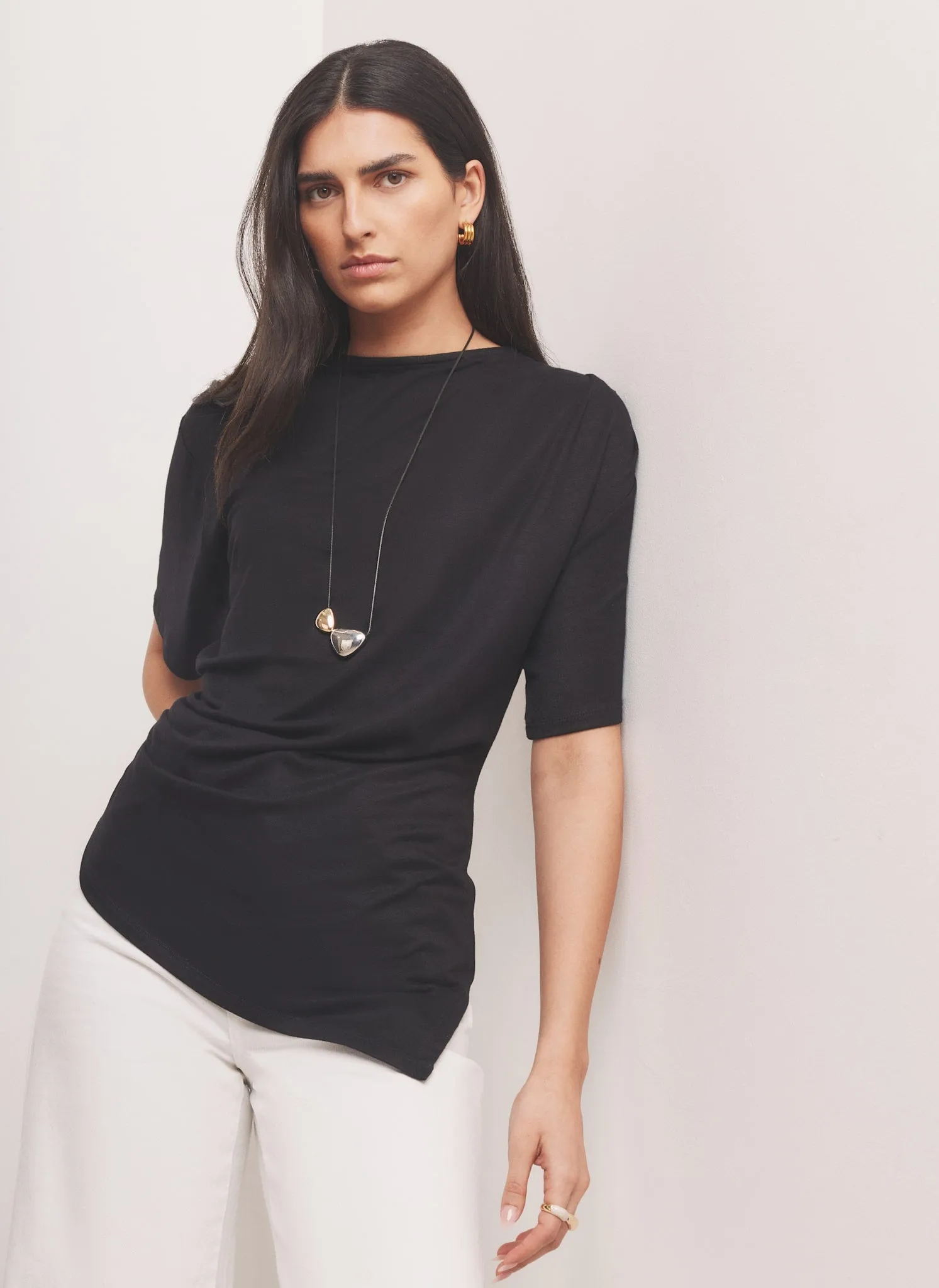 Black Draped Asymmetric Top sold by Mint Velvet product image thumbnail 3