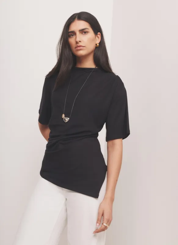 Black Draped Asymmetric Top made by Mint Velvet