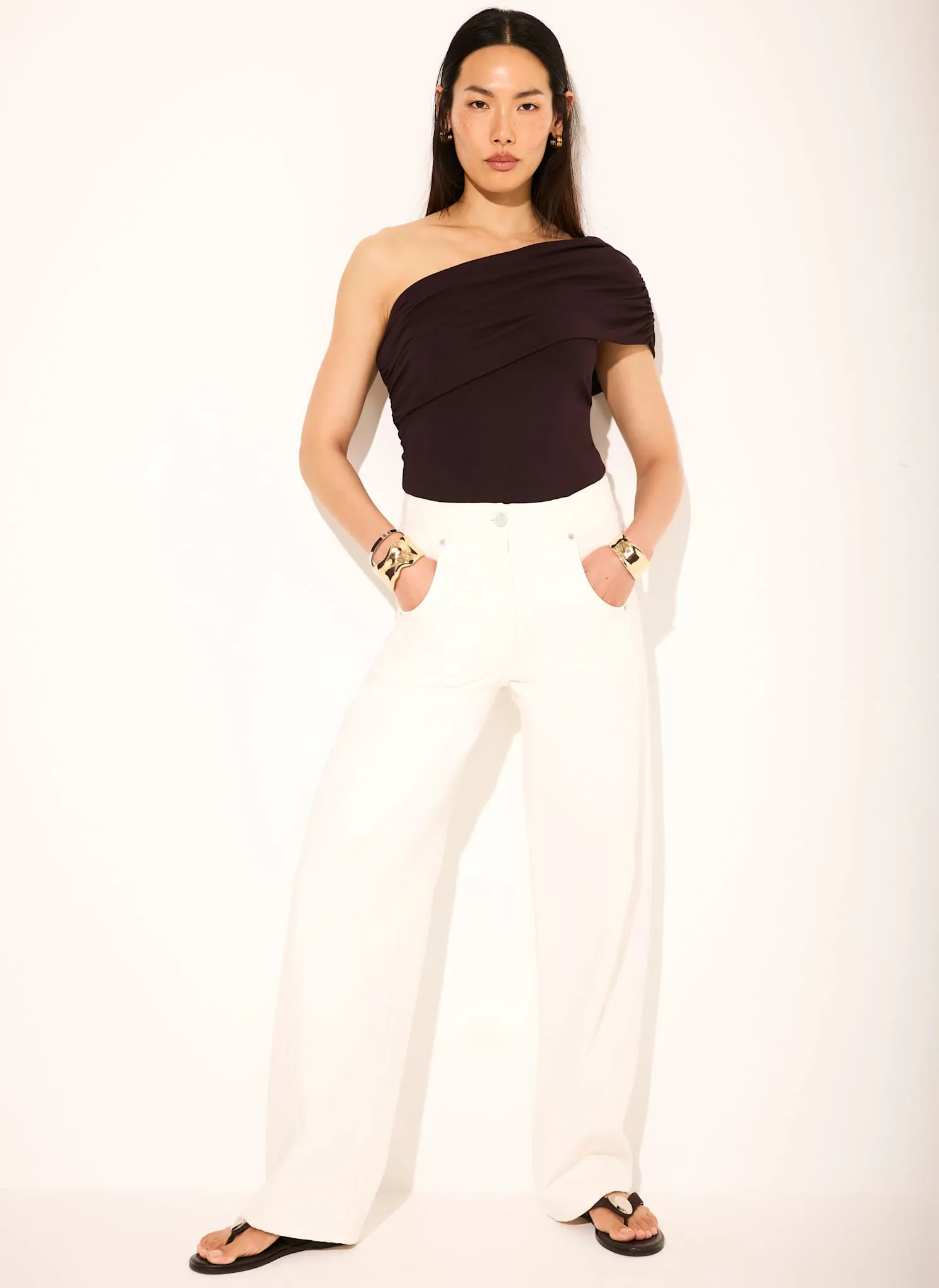 Brown One Shoulder Drape Top sold by Mint Velvet product image thumbnail 3