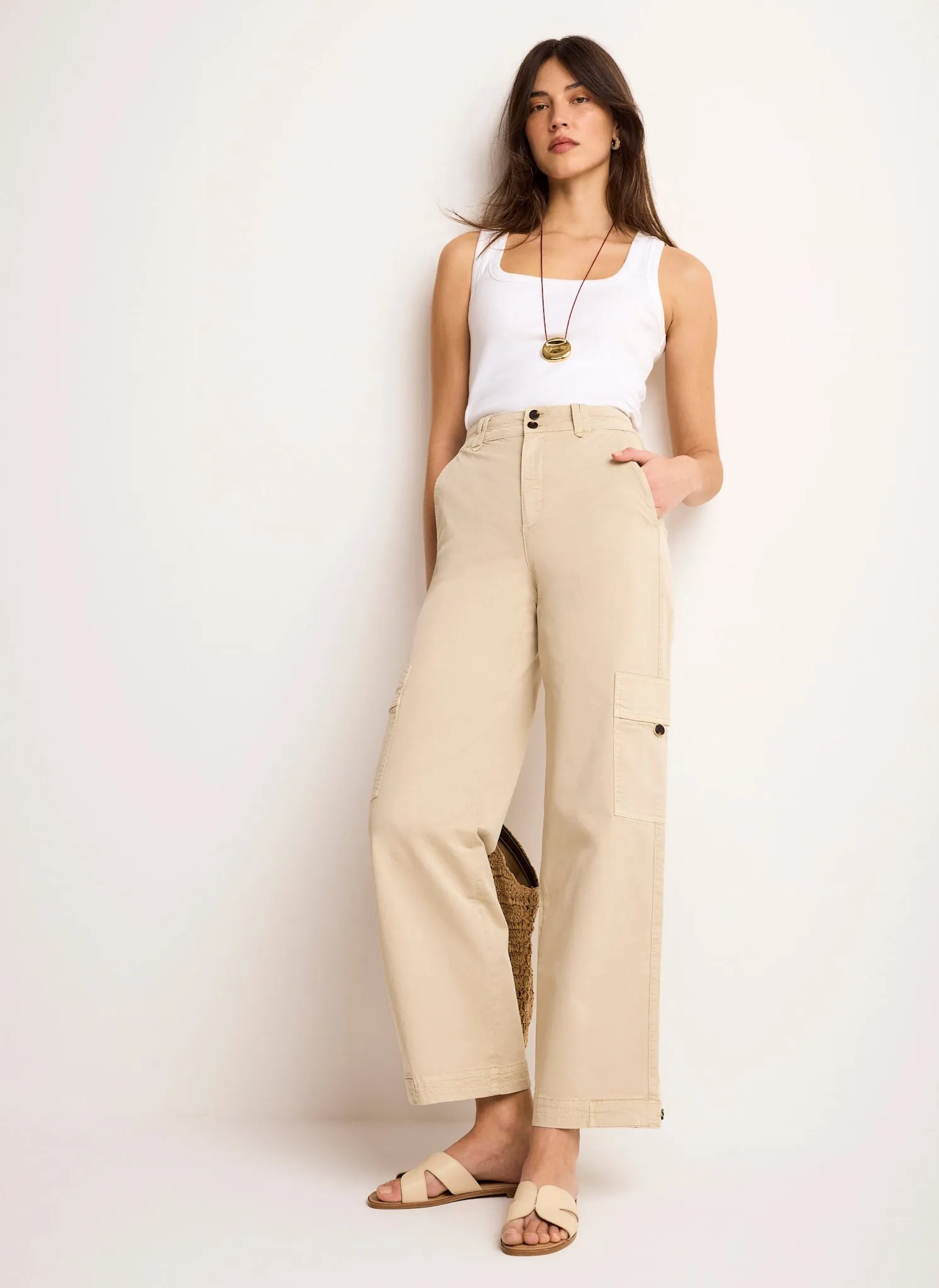 Neutral Straight Utility Chino Trousers sold by Mint Velvet product image thumbnail 2