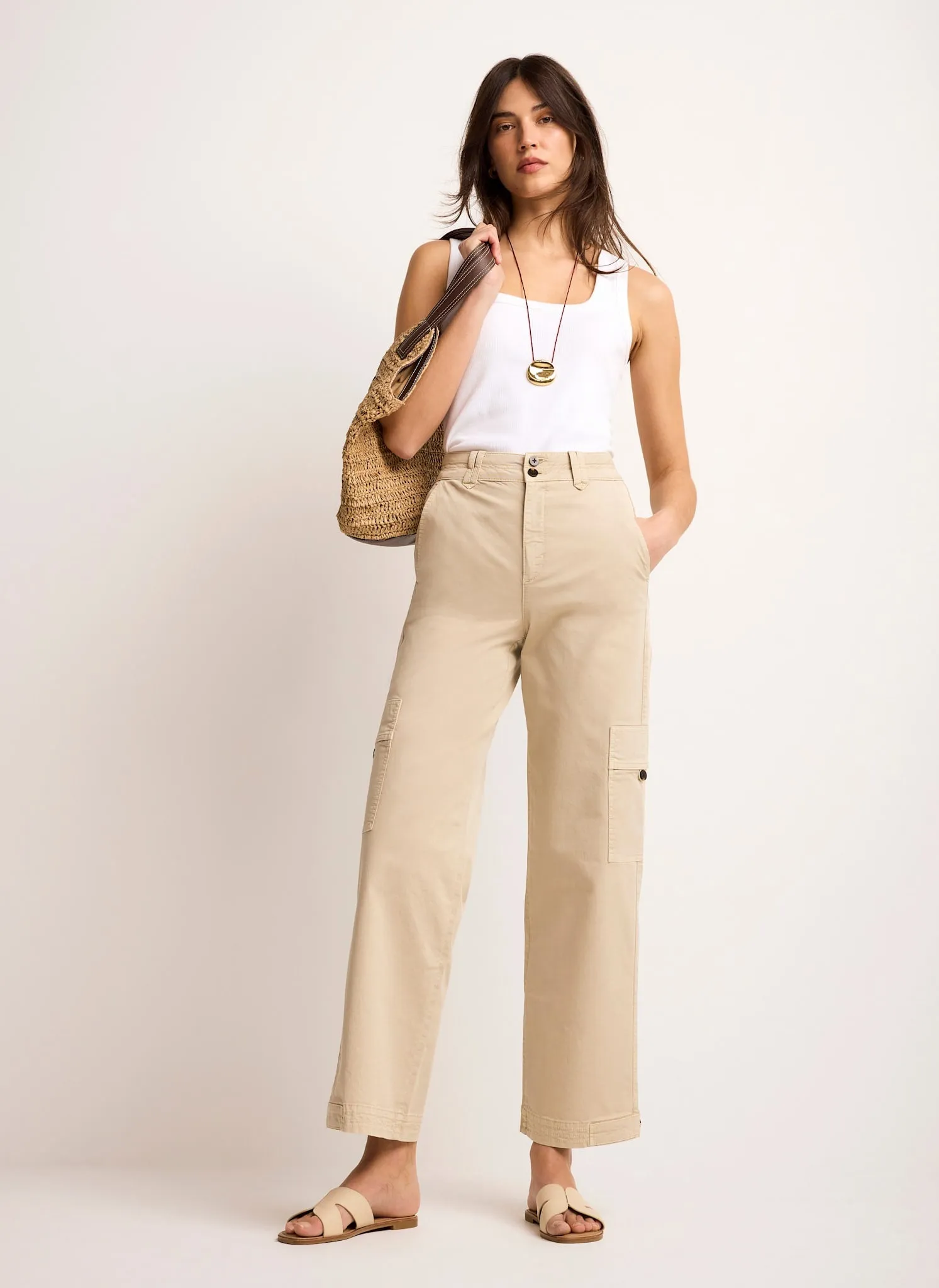 Neutral Straight Utility Chino Trousers sold by Mint Velvet product image thumbnail 4