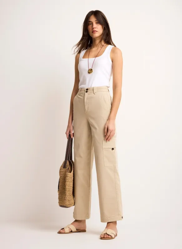 Neutral Straight Utility Chino Trousers made by Mint Velvet