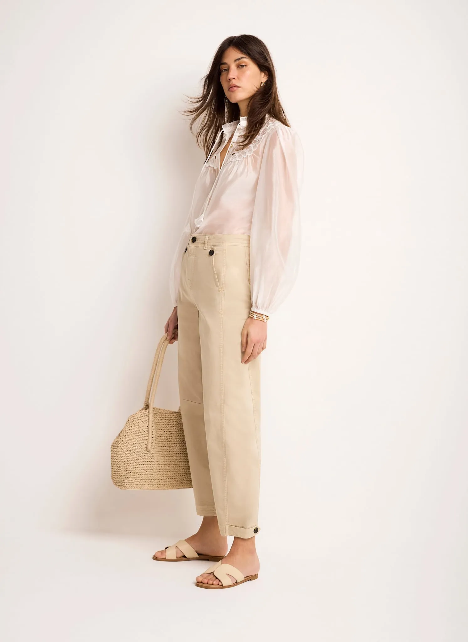 Neutral Washed Barrel Leg Chino Trousers sold by Mint Velvet product image thumbnail 5