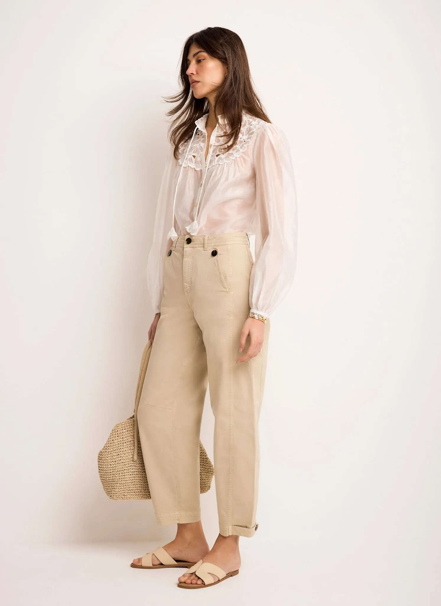 Neutral Washed Barrel Leg Chino Trousers sold by Mint Velvet product image thumbnail 4