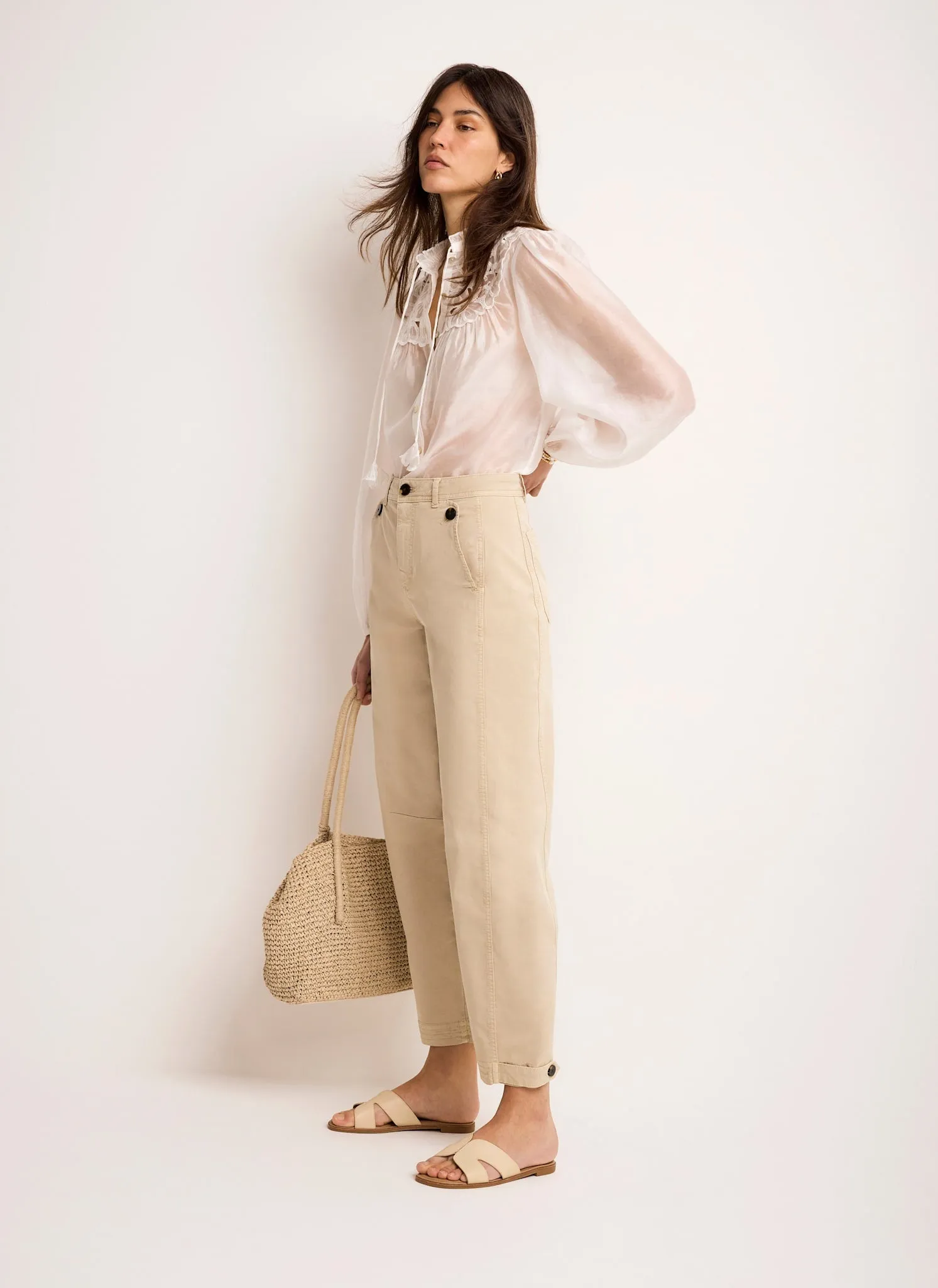 Neutral Washed Barrel Leg Chino Trousers sold by Mint Velvet product image thumbnail 2