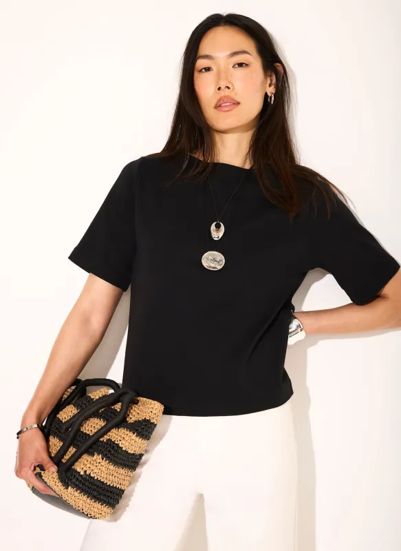 Black Slash Neck T Shirt made by Mint Velvet