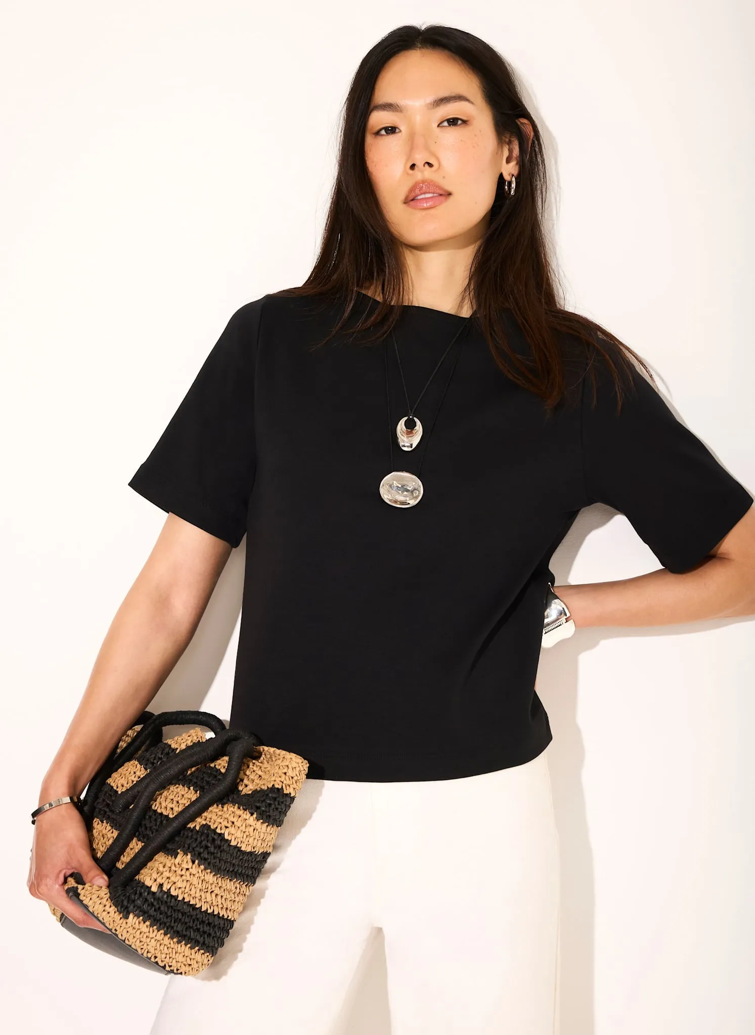 Black Slash Neck T Shirt sold by Mint Velvet
