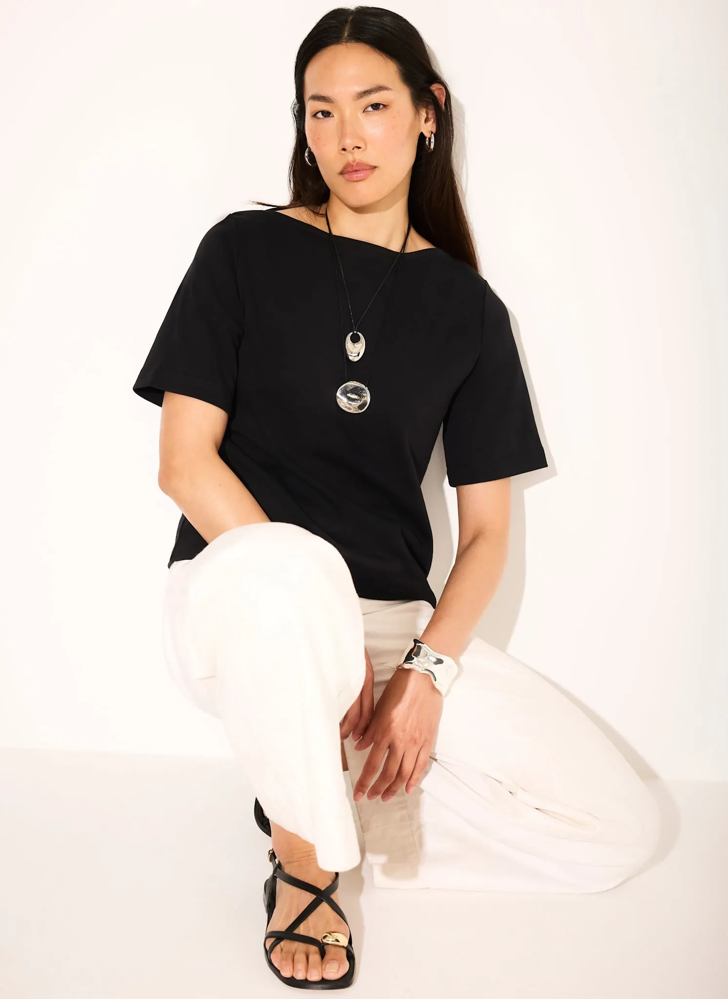 Black Slash Neck T Shirt sold by Mint Velvet product image thumbnail 5