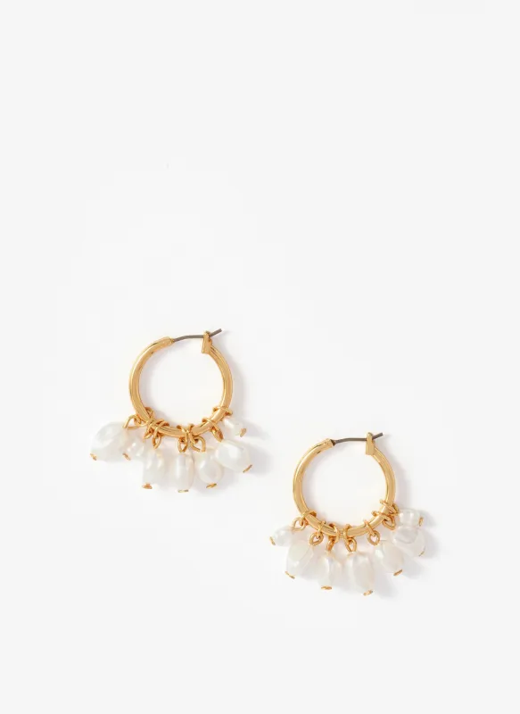 Gold Tone Hoop Mini Pearl Earrings made by Mint Velvet