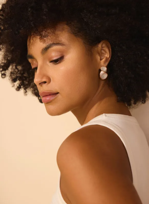 Gold Tone Pearlescent Wave Earrings made by Mint Velvet