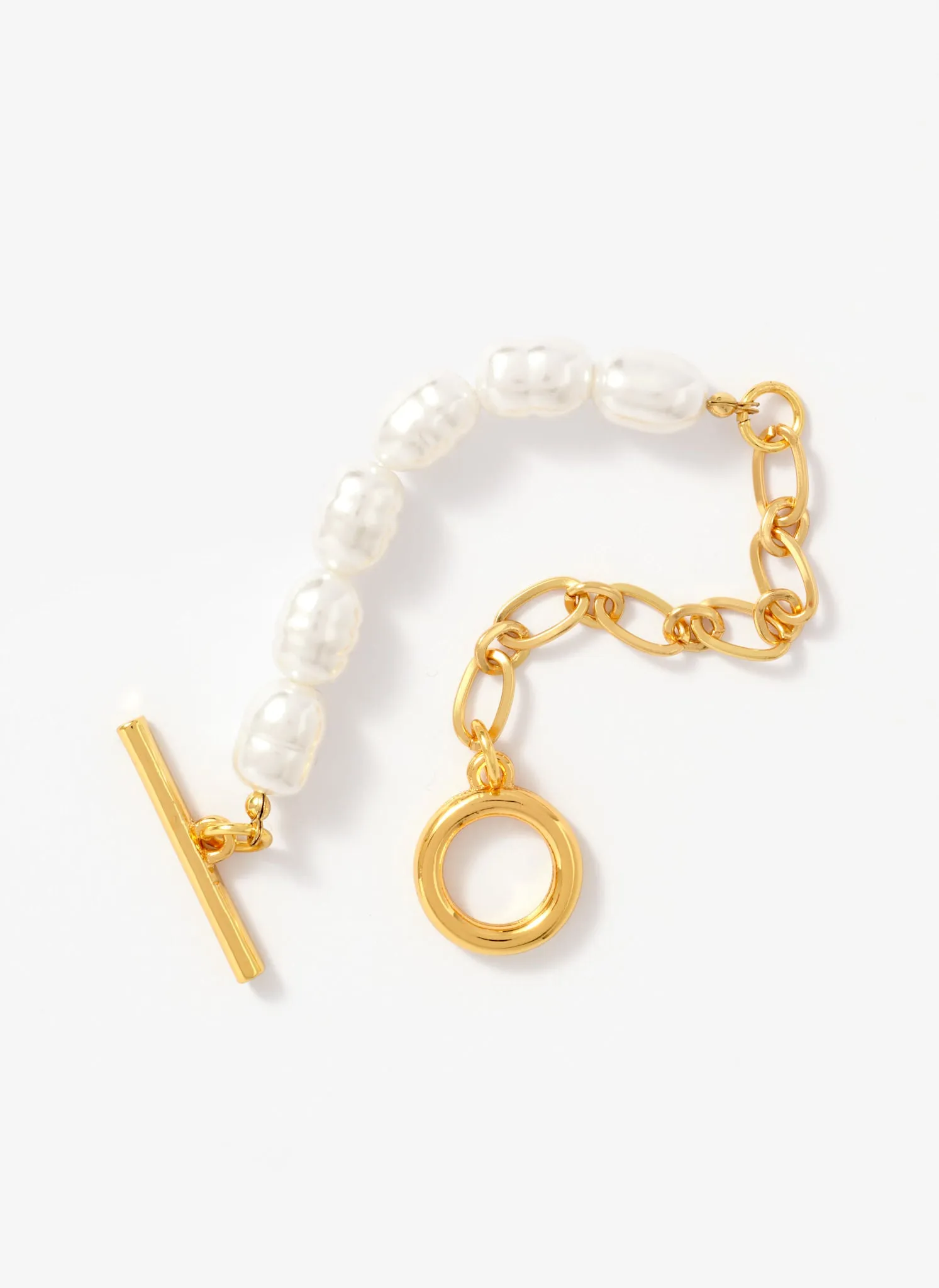 Gold Tone Chain & Pearl T-Bar Bracelet sold by Mint Velvet product image thumbnail 2