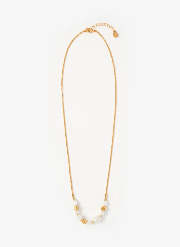 Gold Tone Pearl Long Necklace made by Mint Velvet