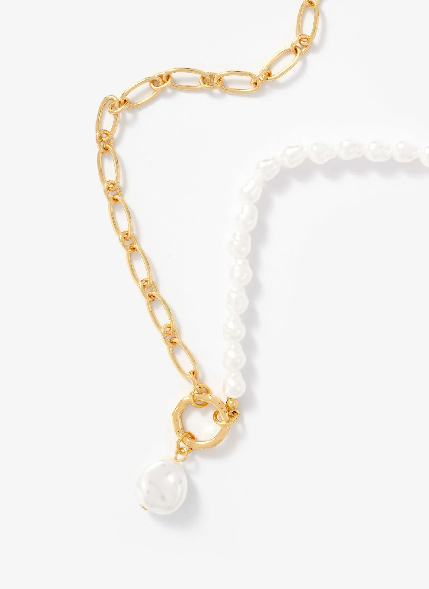 Gold Tone Chain & Pearl Drop Necklace sold by Mint Velvet product image thumbnail 3