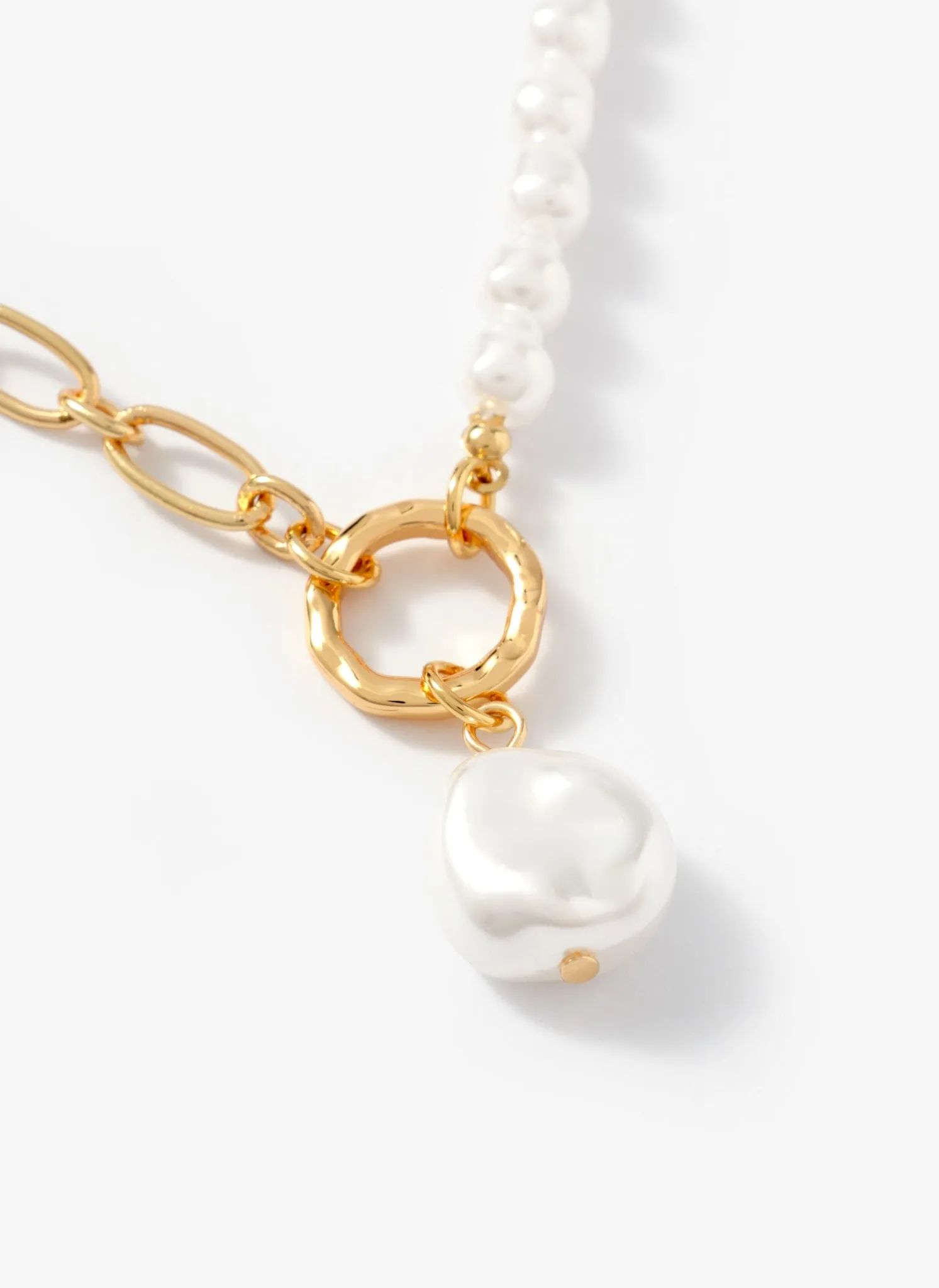 Gold Tone Chain & Pearl Drop Necklace sold by Mint Velvet product image thumbnail 4