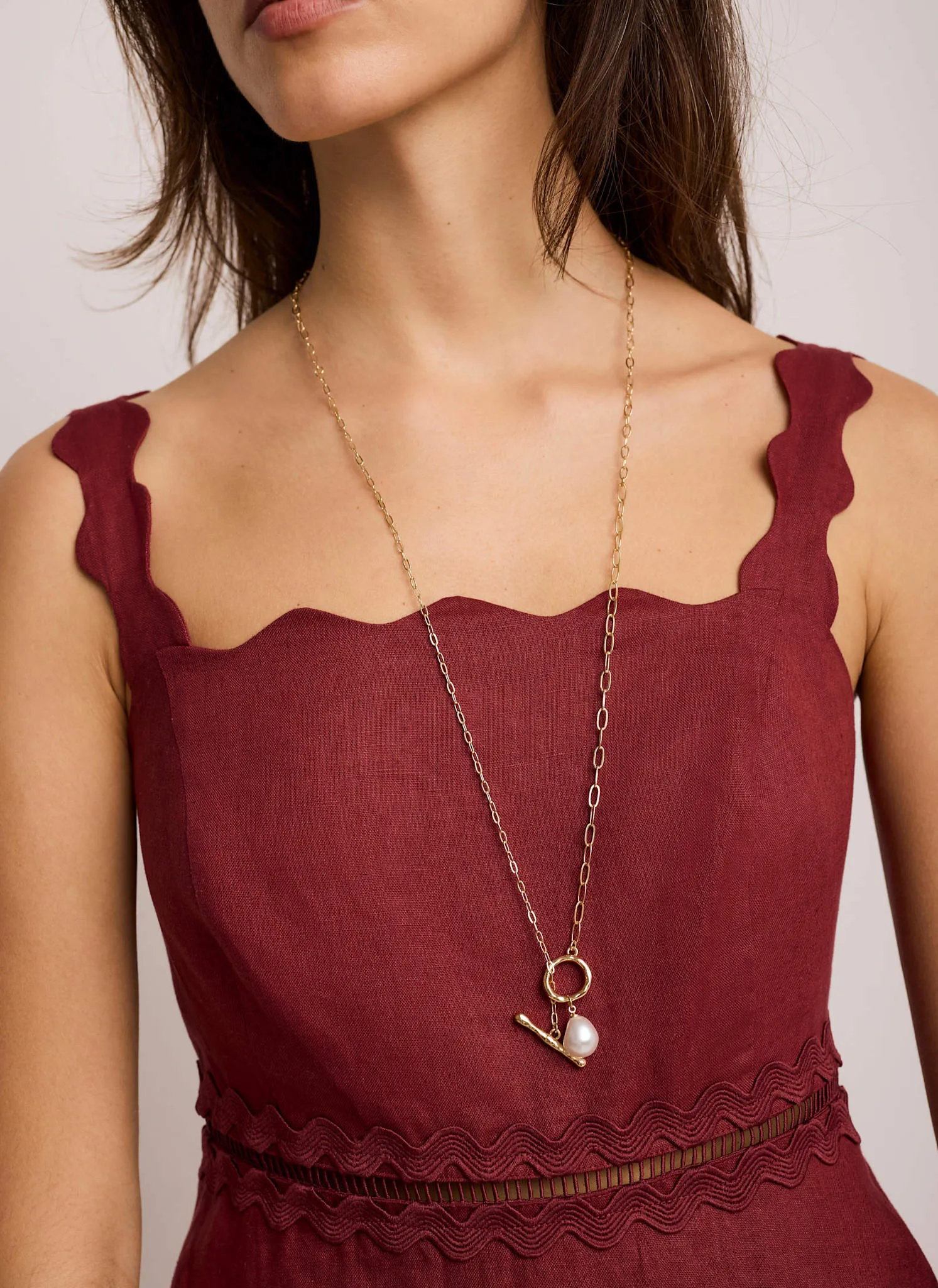 Gold Tone Pearl Lariat Style Necklace sold by Mint Velvet product image thumbnail 2