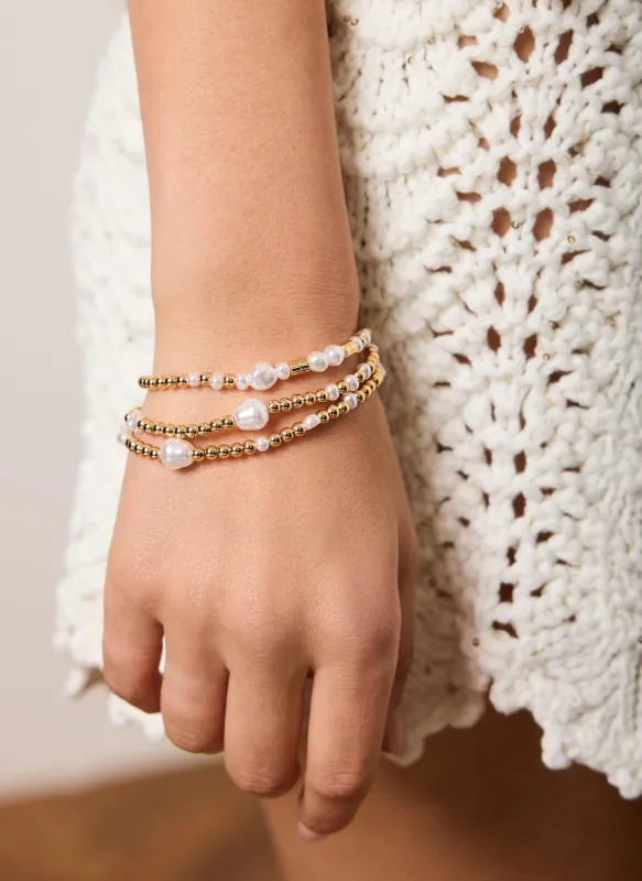 Gold Tone Pearl Multi Friendship Bracelets made by Mint Velvet