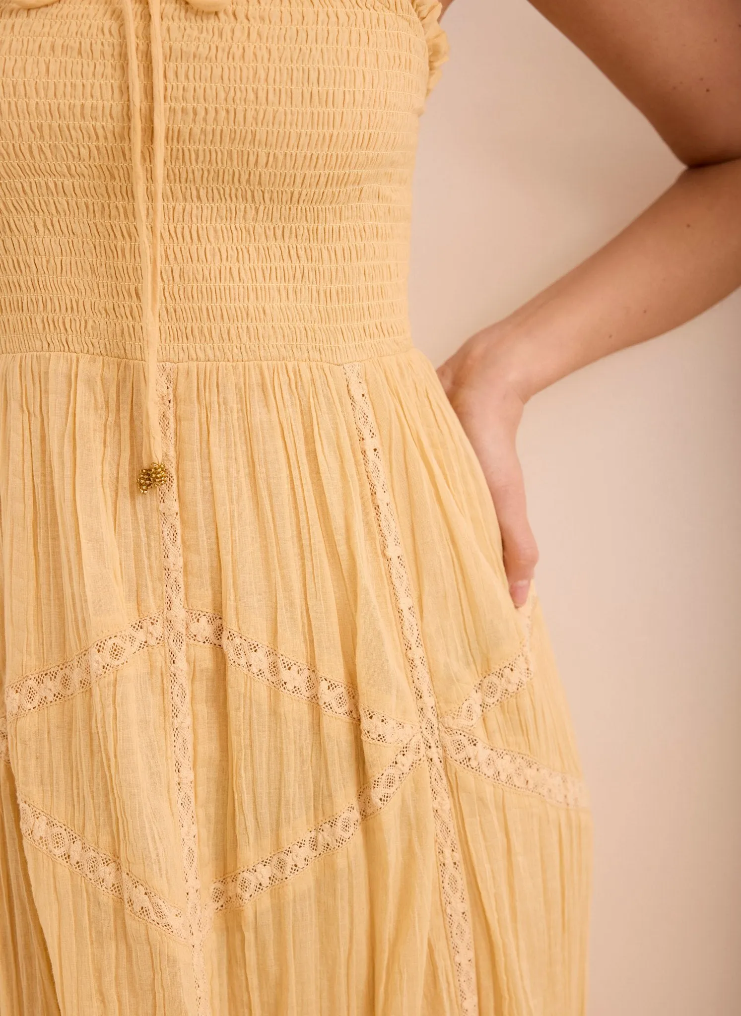 Yellow Cotton Bandeau Midi Dress sold by Mint Velvet product image thumbnail 4