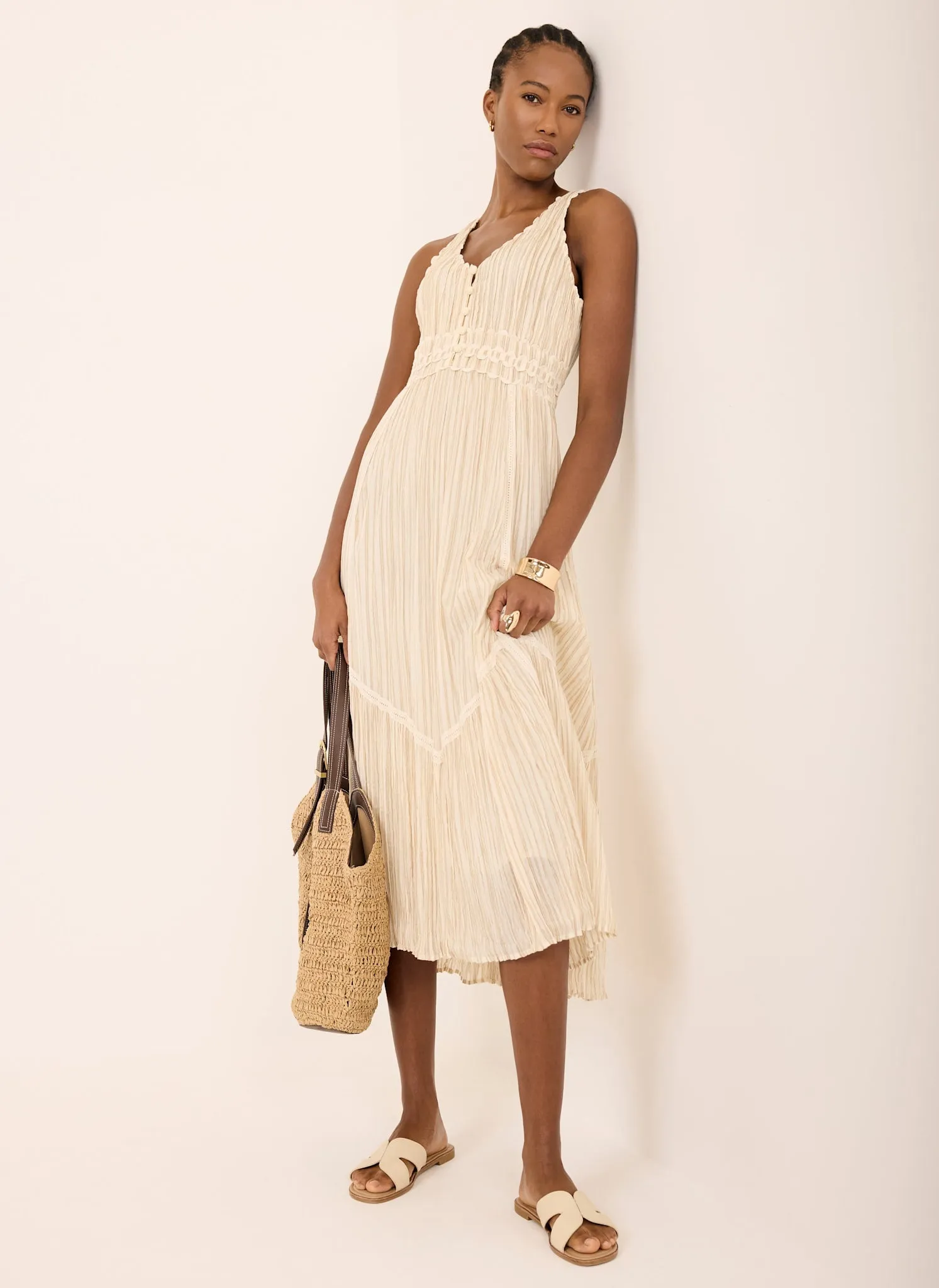 Neutral Striped Midi Dress sold by Mint Velvet product image thumbnail 2