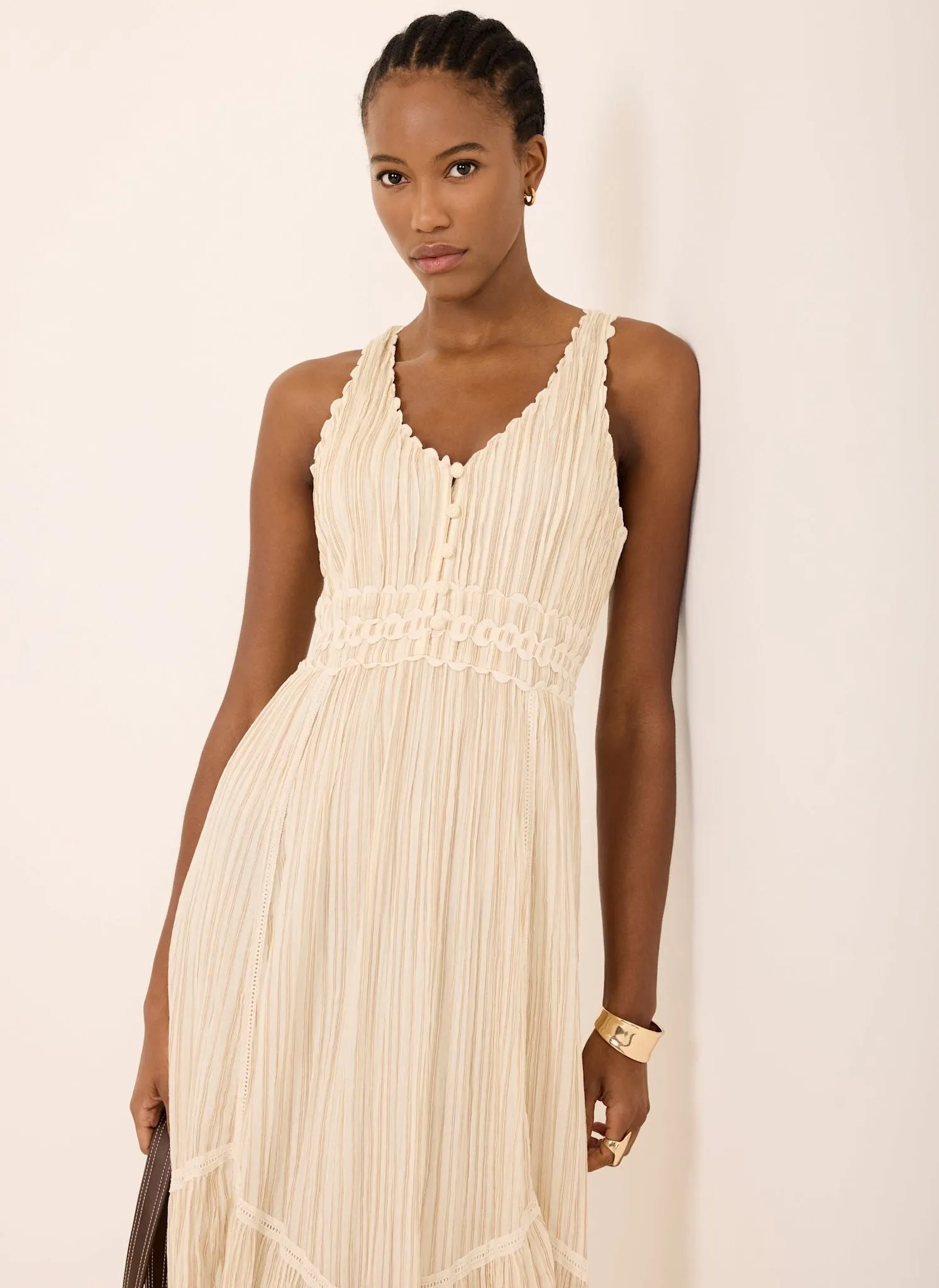 Neutral Striped Midi Dress sold by Mint Velvet product image thumbnail 3