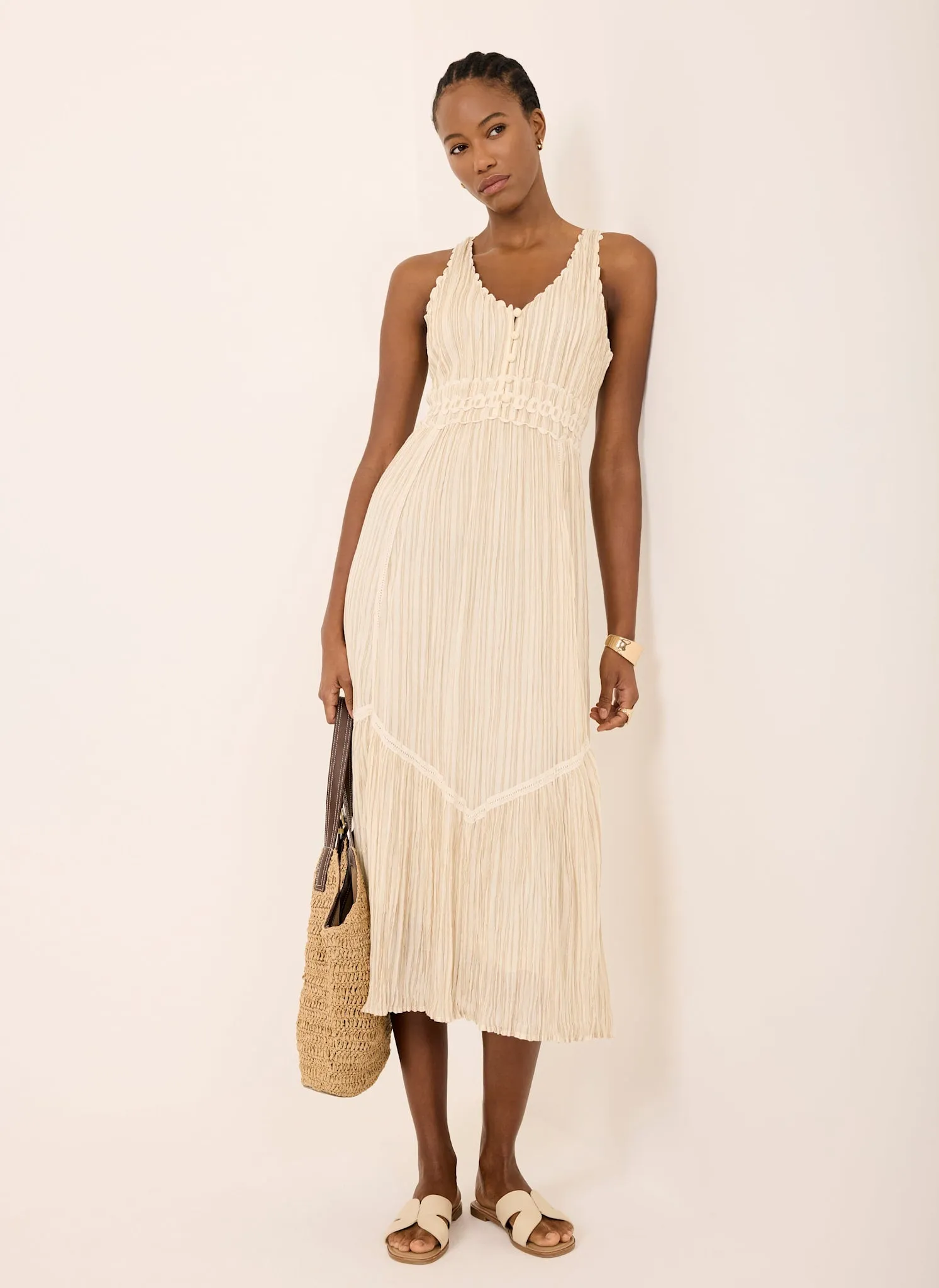 Neutral Striped Midi Dress sold by Mint Velvet