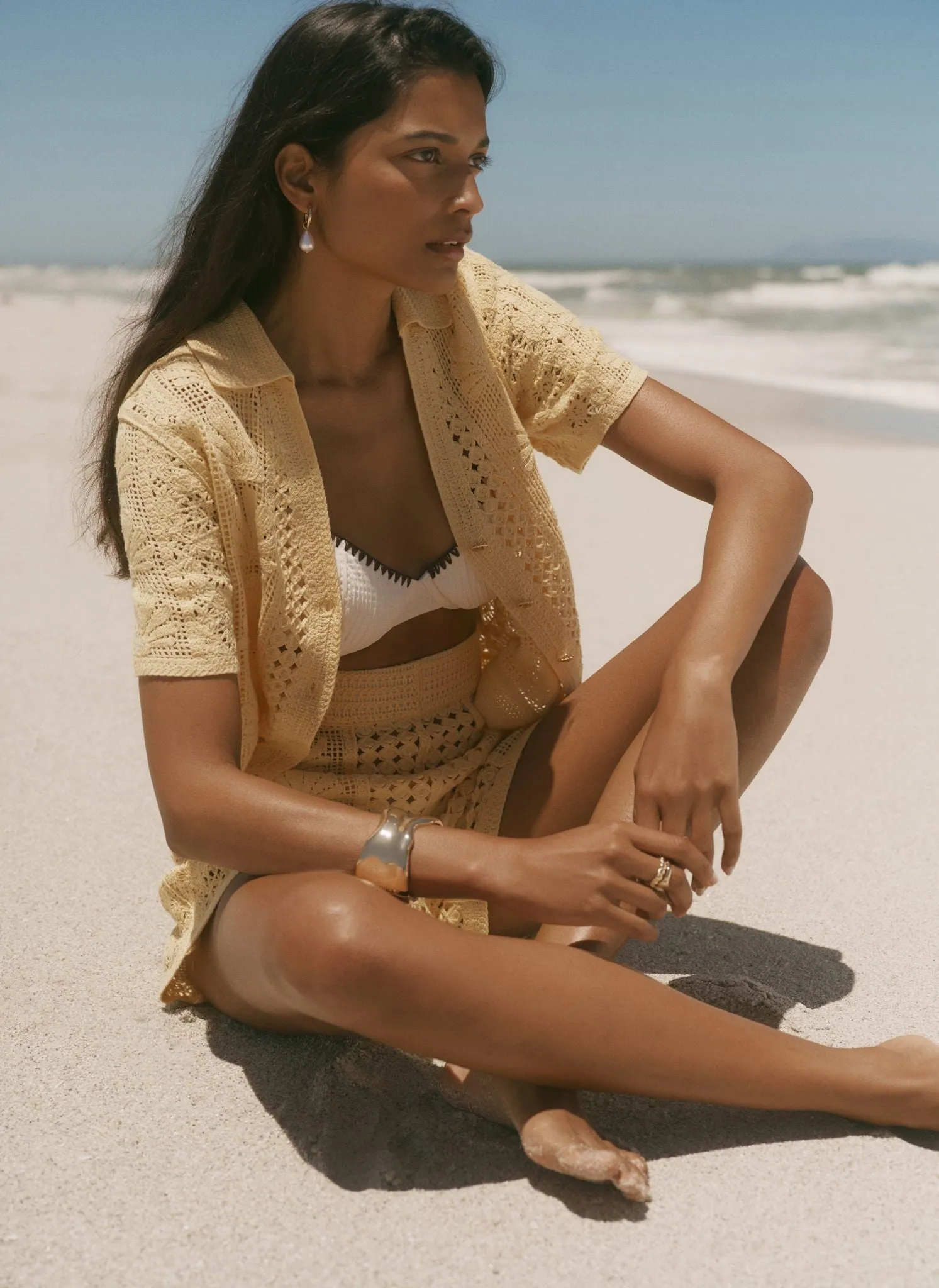 Cream Whipstitch Waffle Bikini Top sold by Mint Velvet product image thumbnail 4