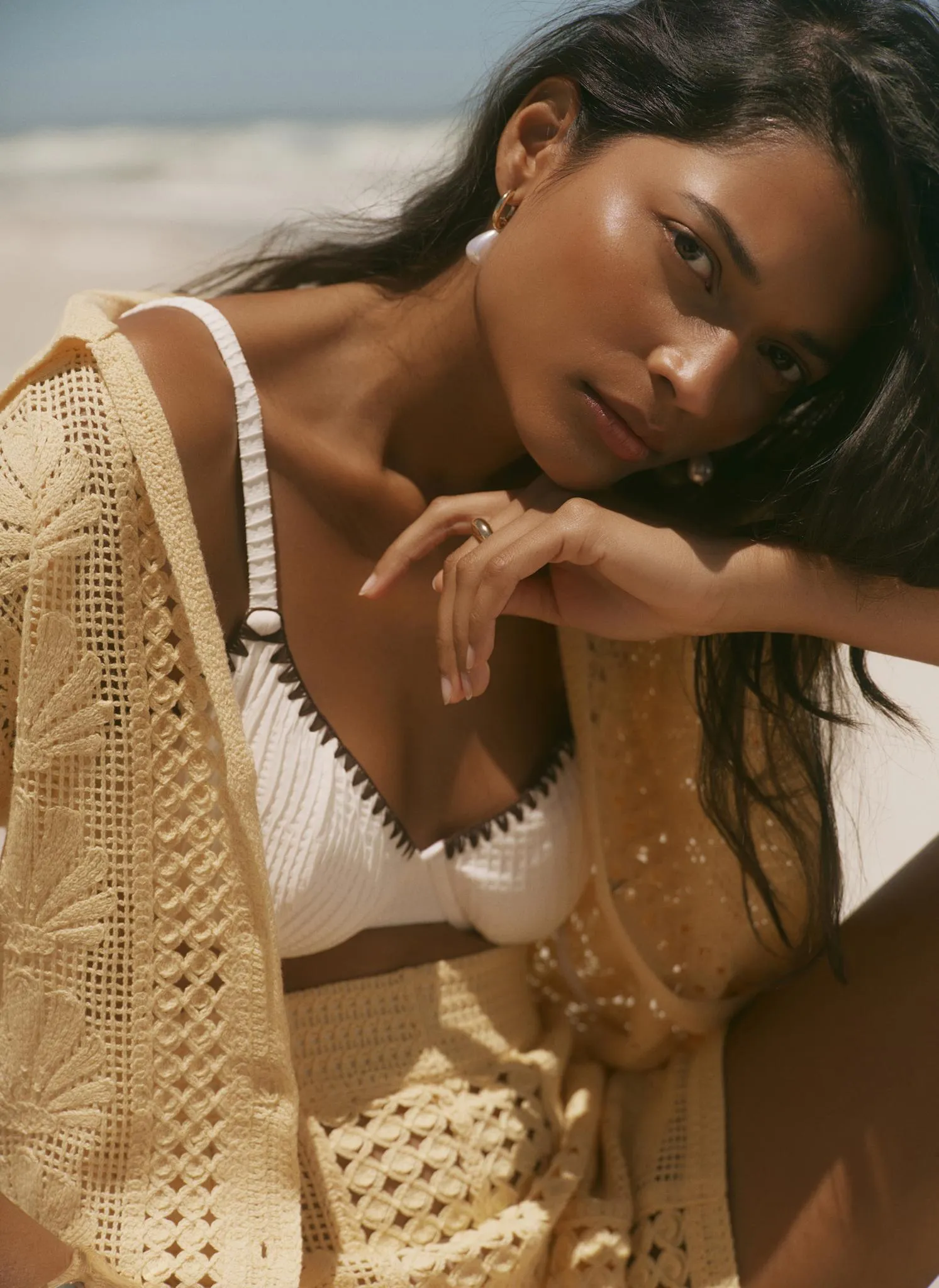 Cream Whipstitch Waffle Bikini Top sold by Mint Velvet product image thumbnail 2