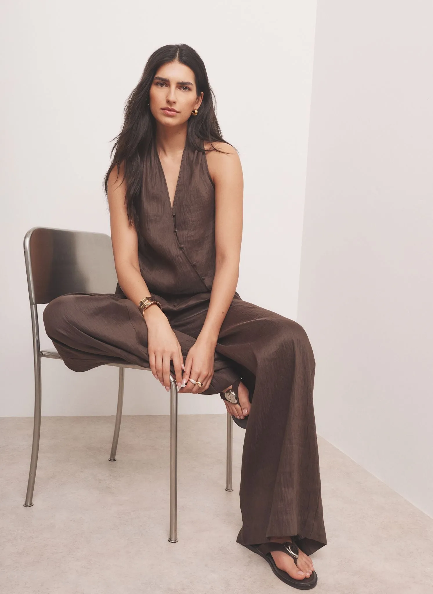 Brown Linen Blend Halter Top sold by Mint Velvet product image thumbnail 3