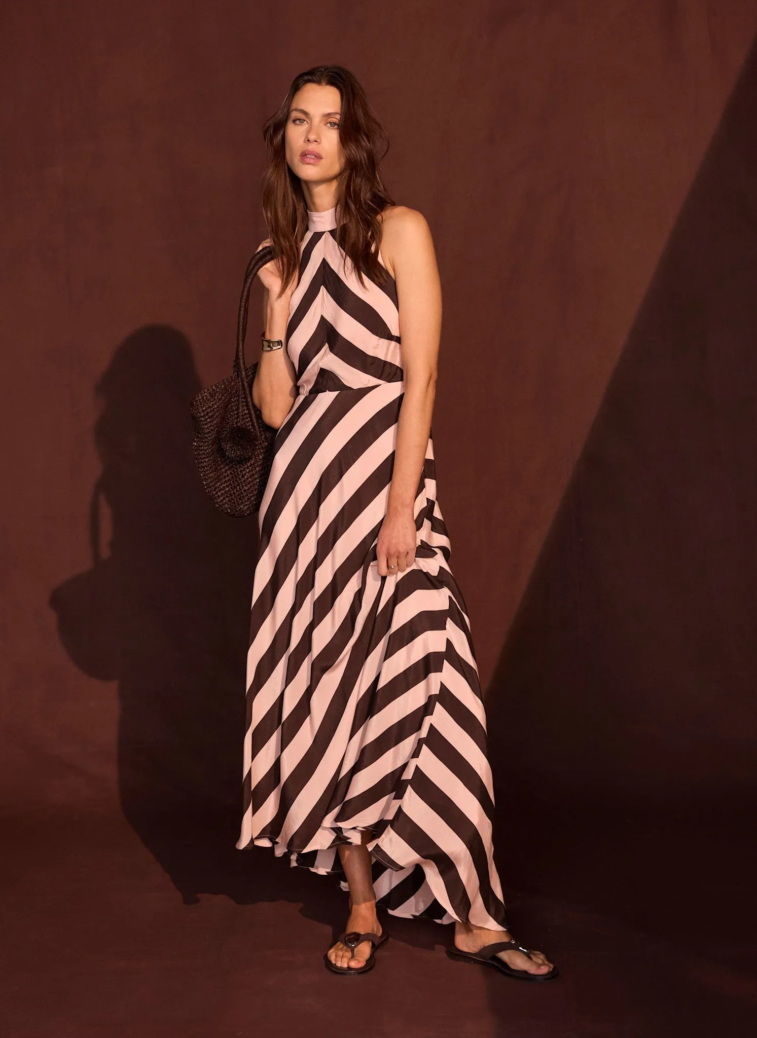 Pink & Brown Striped Halter Maxi Dress sold by Mint Velvet product image thumbnail 2