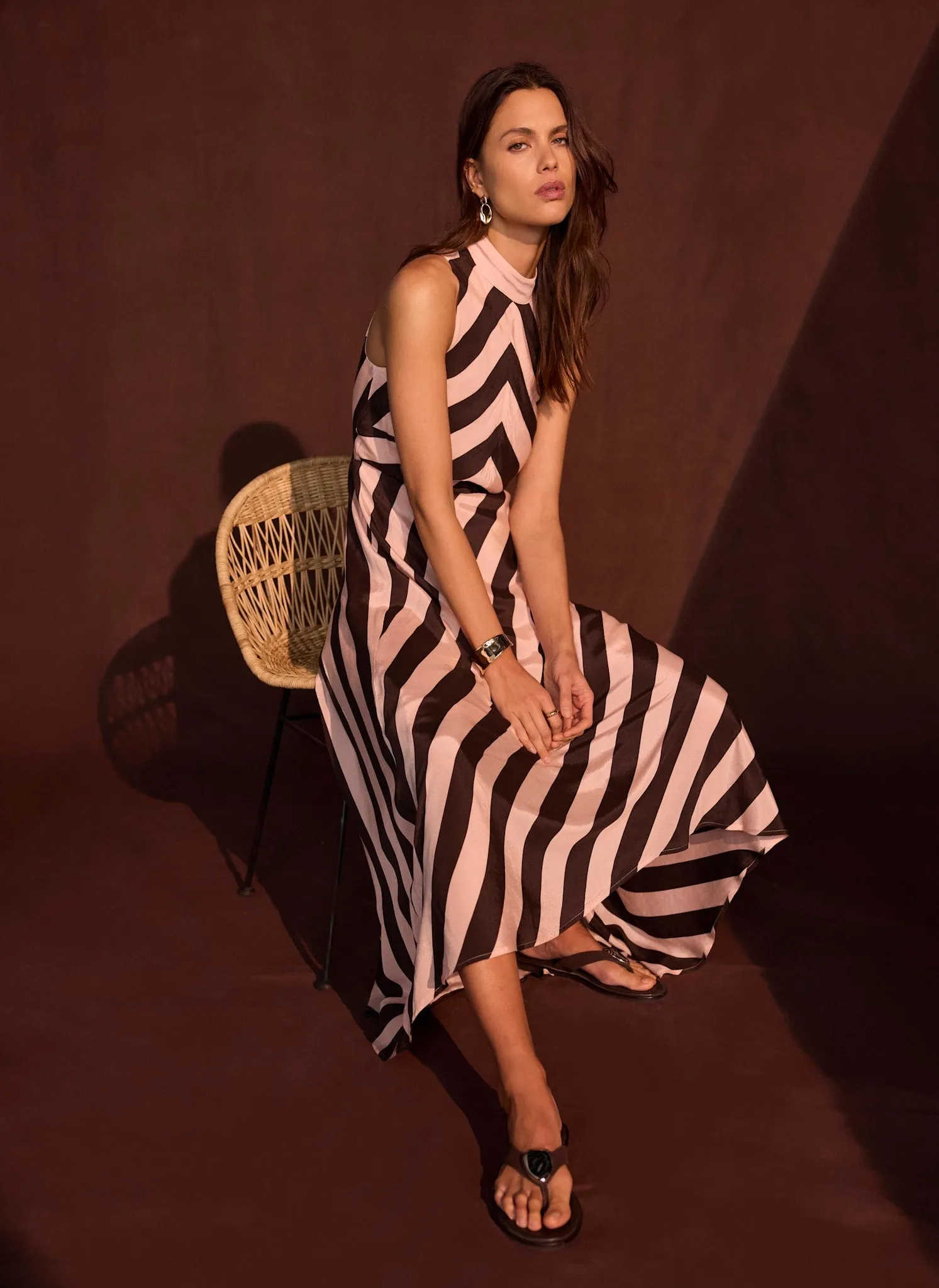 Pink & Brown Striped Halter Maxi Dress sold by Mint Velvet product image thumbnail 3