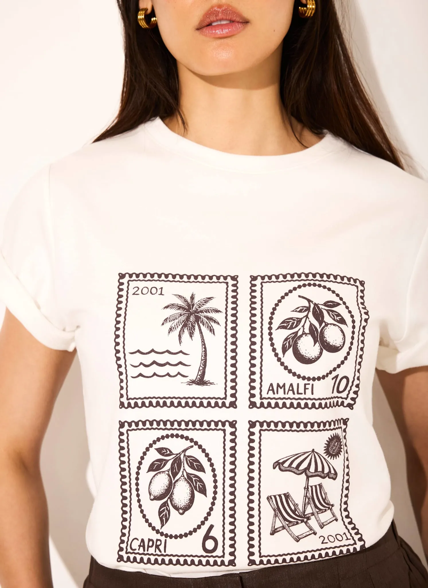 White Cotton Stamp Graphic T-Shirt sold by Mint Velvet product image thumbnail 5
