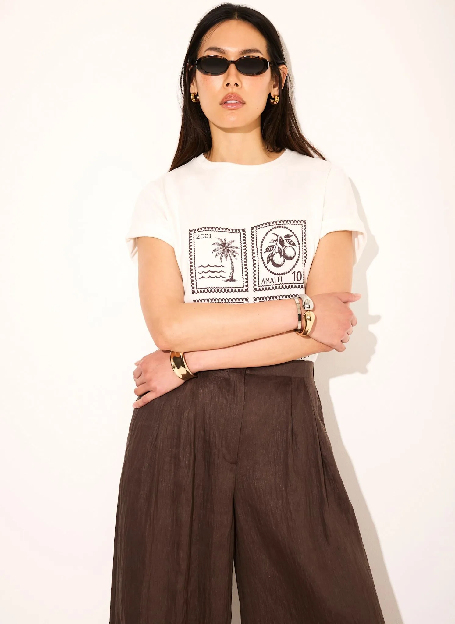 White Cotton Stamp Graphic T-Shirt sold by Mint Velvet product image thumbnail 3