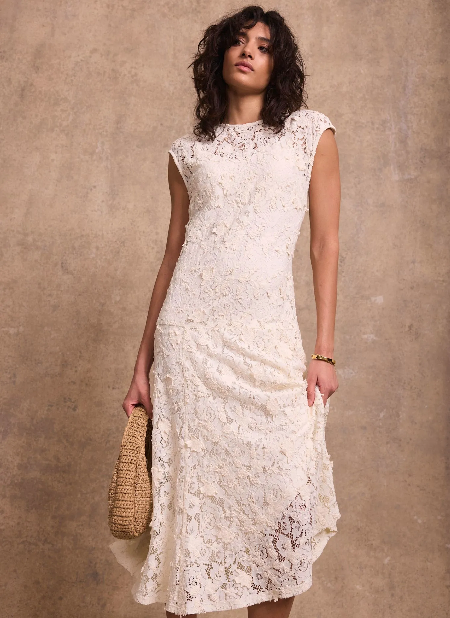Cream Lace Midi Dress sold by Mint Velvet product image thumbnail 3
