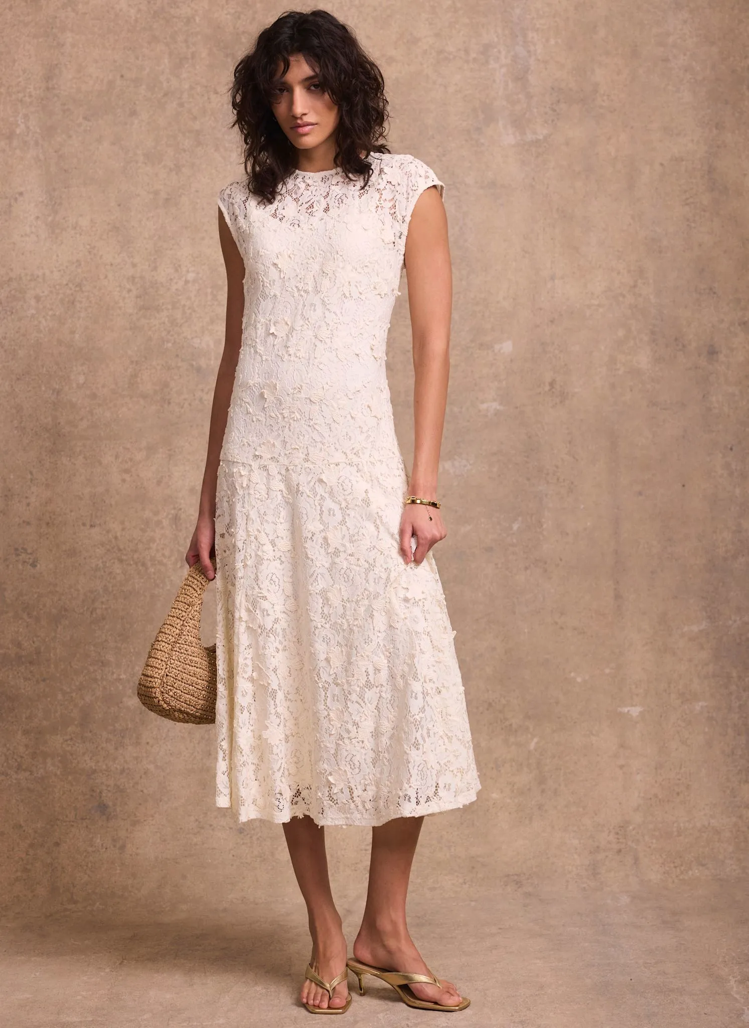 Cream Lace Midi Dress sold by Mint Velvet product image thumbnail 2